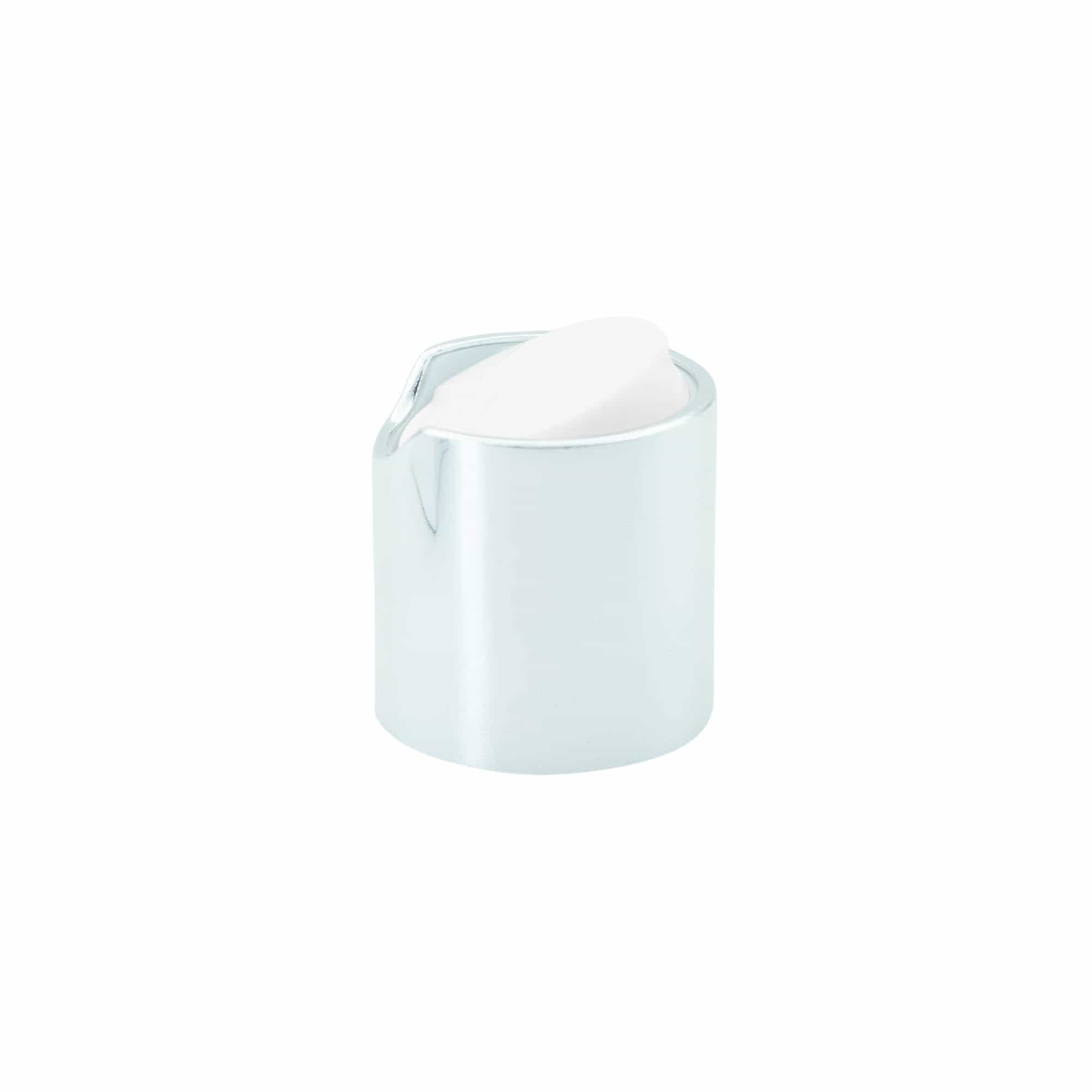 Bouchon à vis Disc Top, plastique PP, argenté, pour ouverture : 24/410