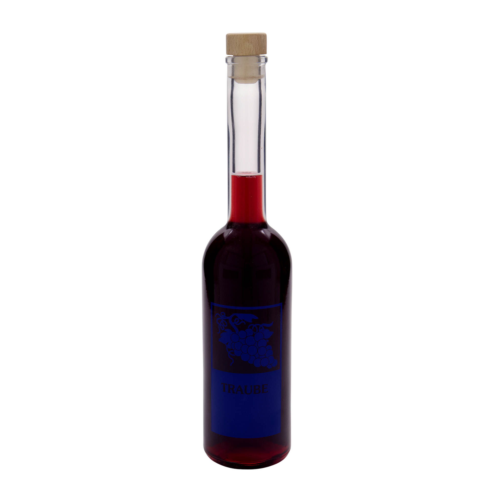 Bouteille en verre 500 ml « Opera », motif : raisin, ouverture : bouchon en liège