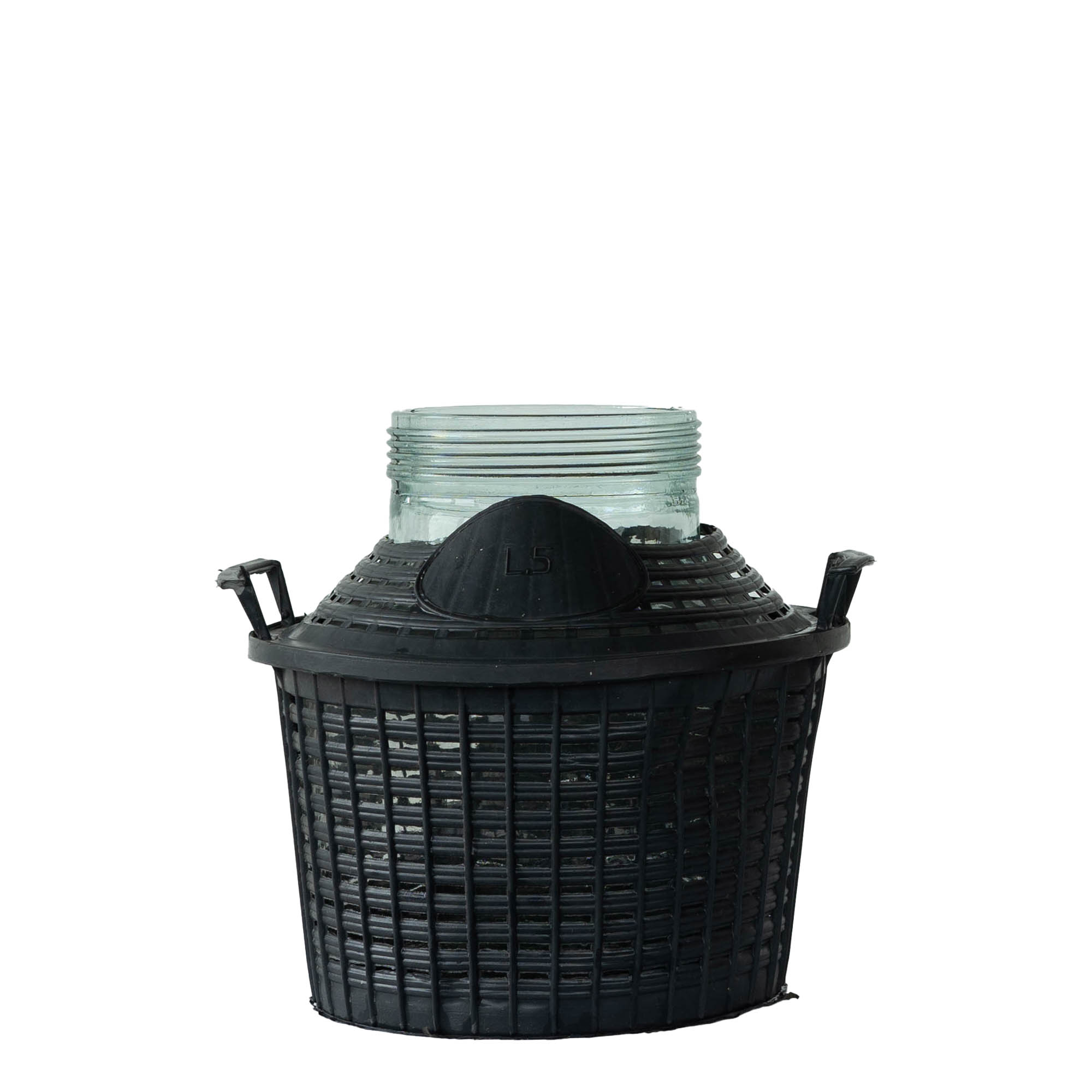 Bouteille ballon 5 l col large, verre, ouverture : bouchon à vis