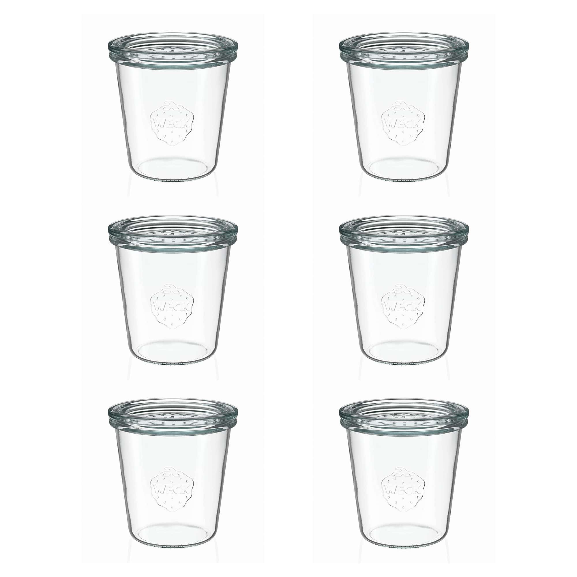6x 290 ml bocal WECK à renversement haut avec couvercle en verre RR 80