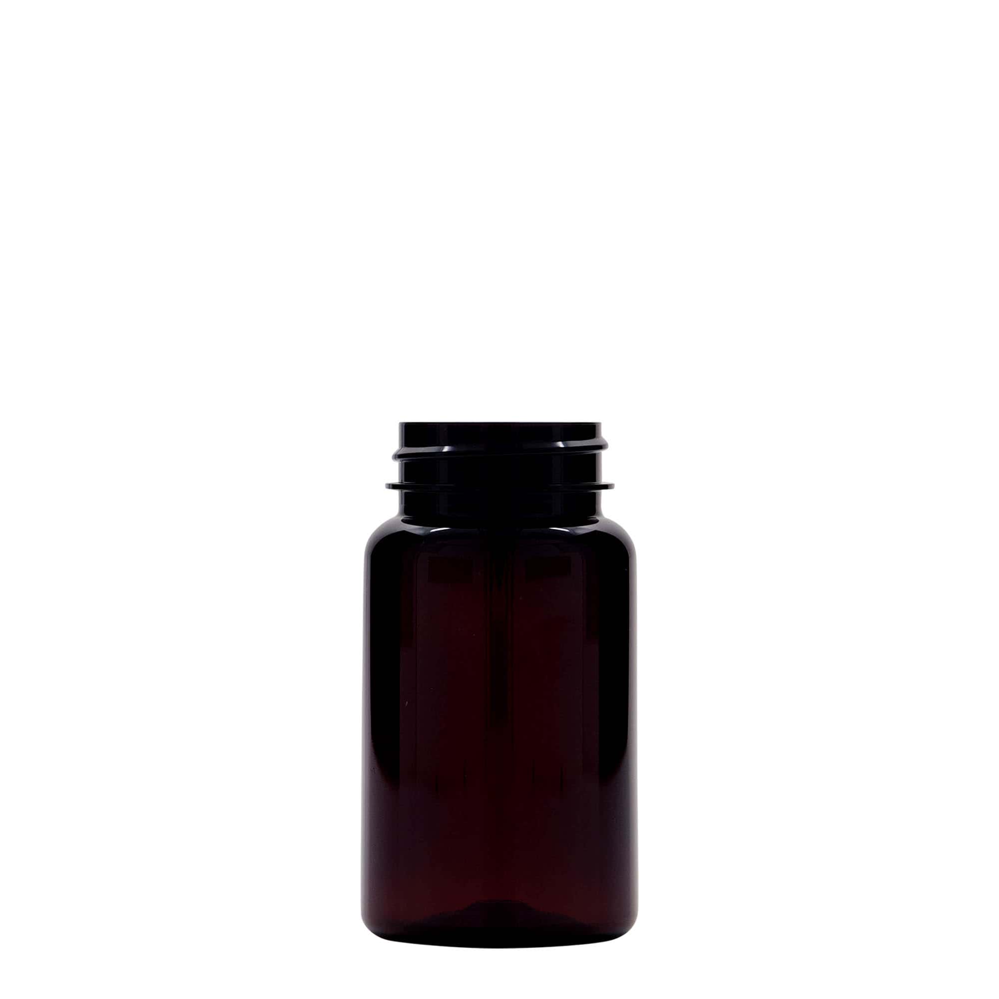 100 ml flacon PET, plastique, brun, ouverture : 38/400