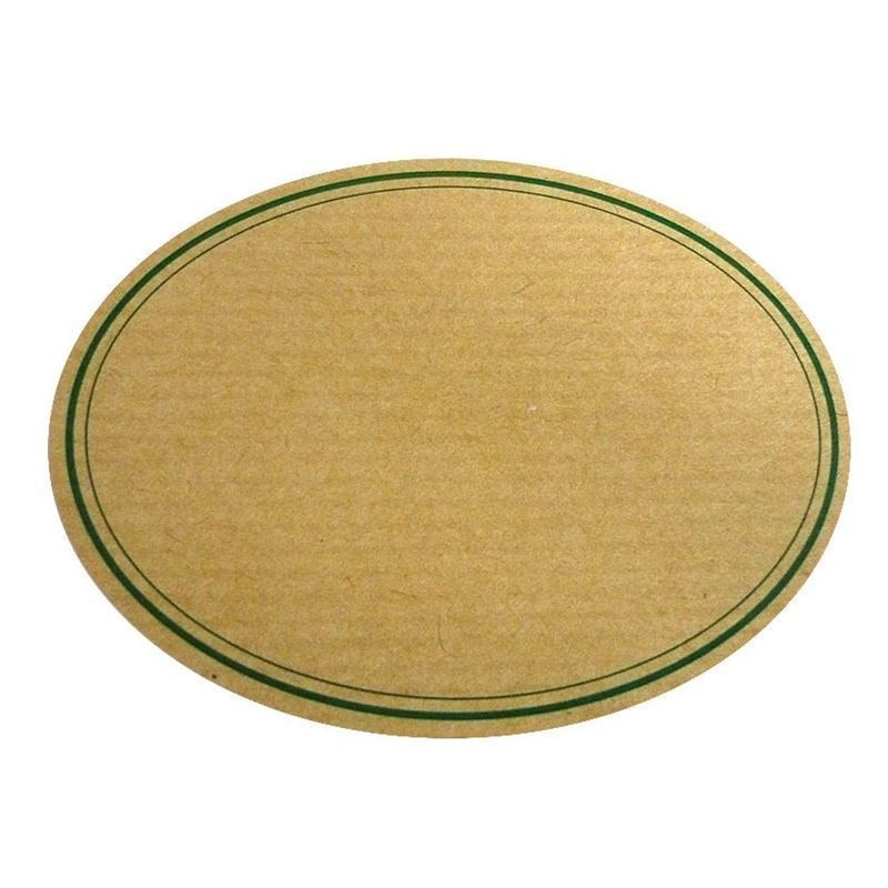Étiquette naturelle, ovale, papier, vert-brun