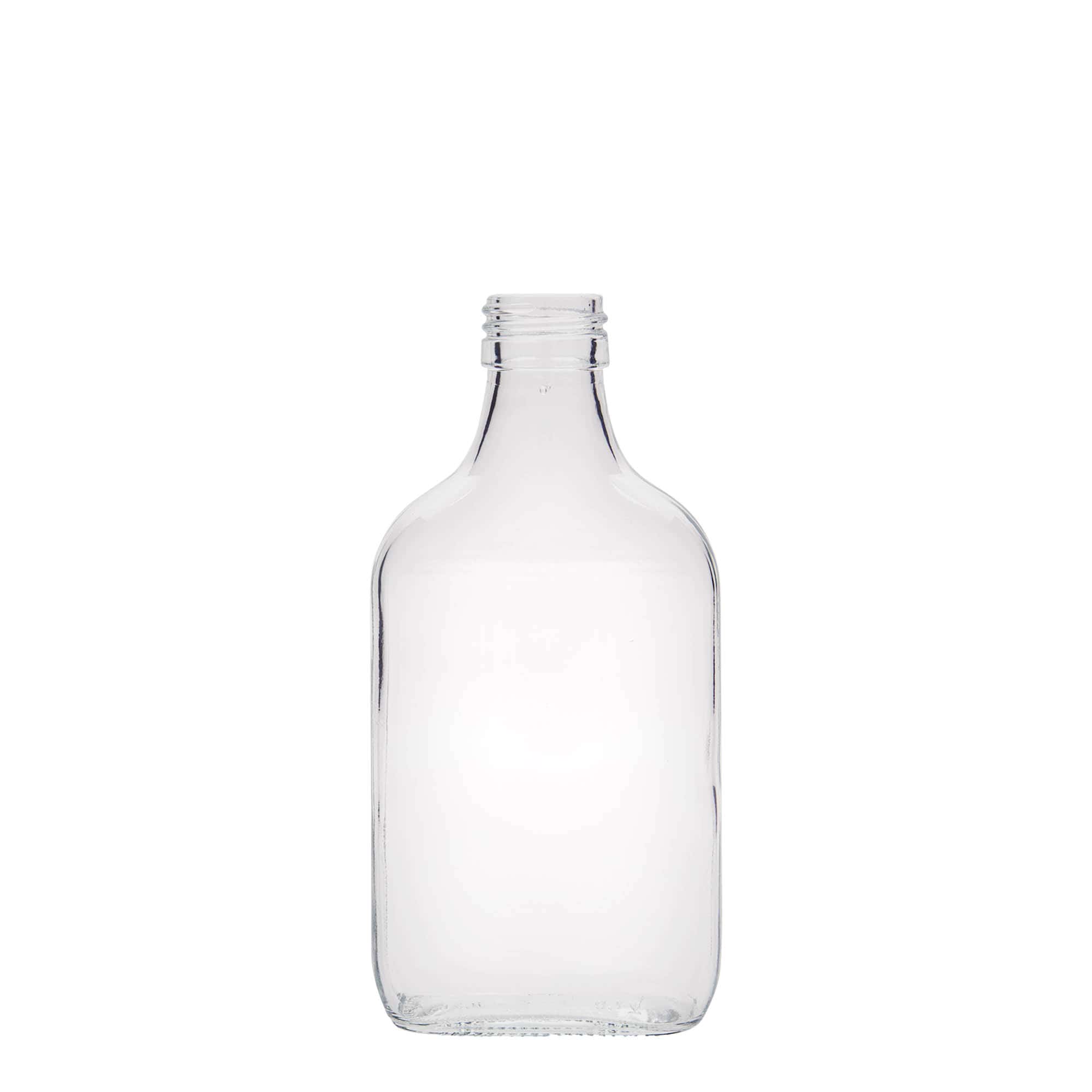 Flasque 200 ml, rectangulaire, verre, col : PP 28