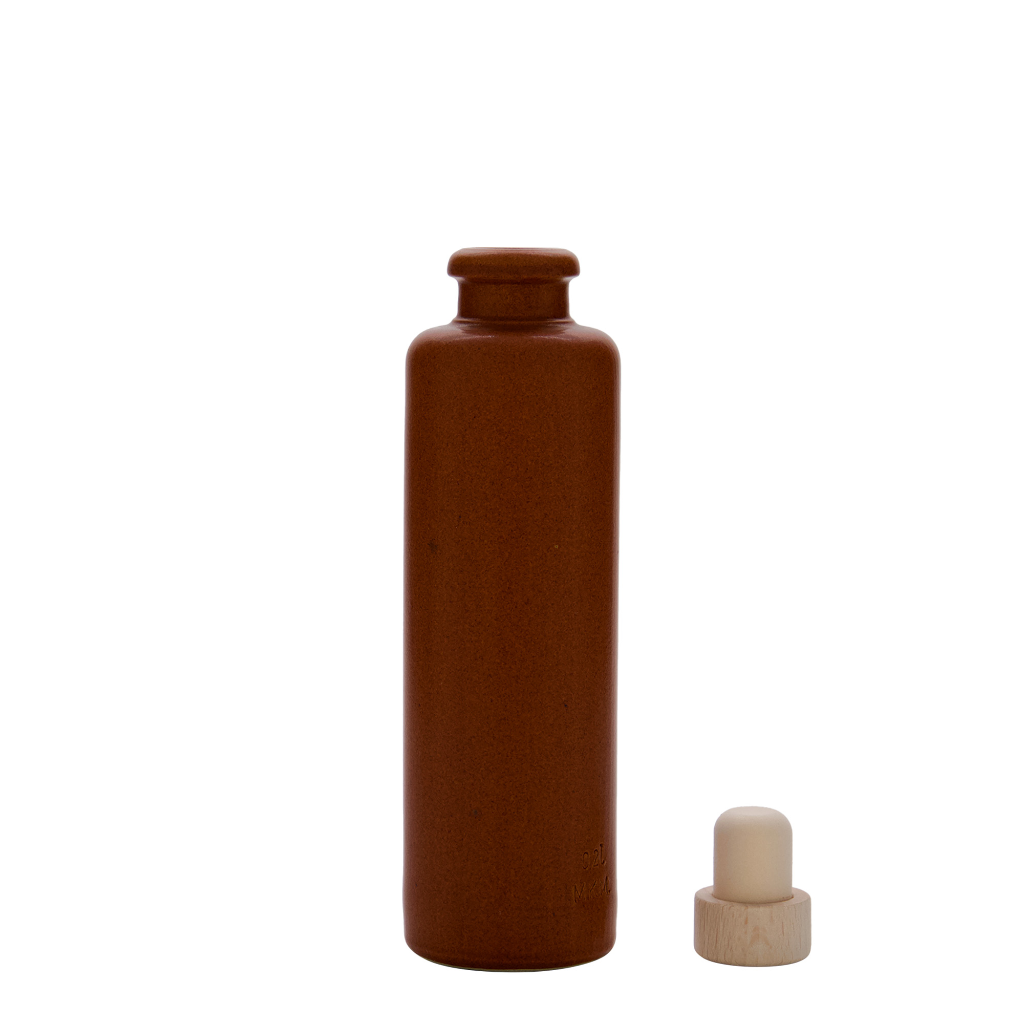 200 ml cruche en terre cuite, grès, rouge-brun, ouverture : bouchon en liège