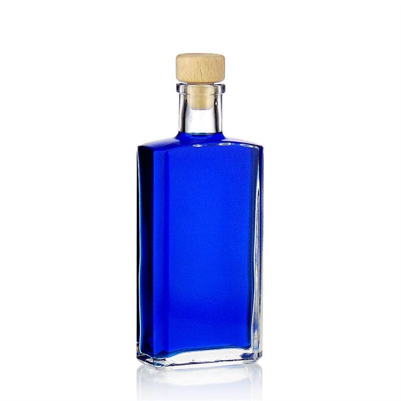 Flacon en verre de 200 ml « Shiny », rectangulaire, ouverture : bouchon en liège Flacon en verre de 200 ml « Shiny », rectangulaire, ouverture : bouchon en liège