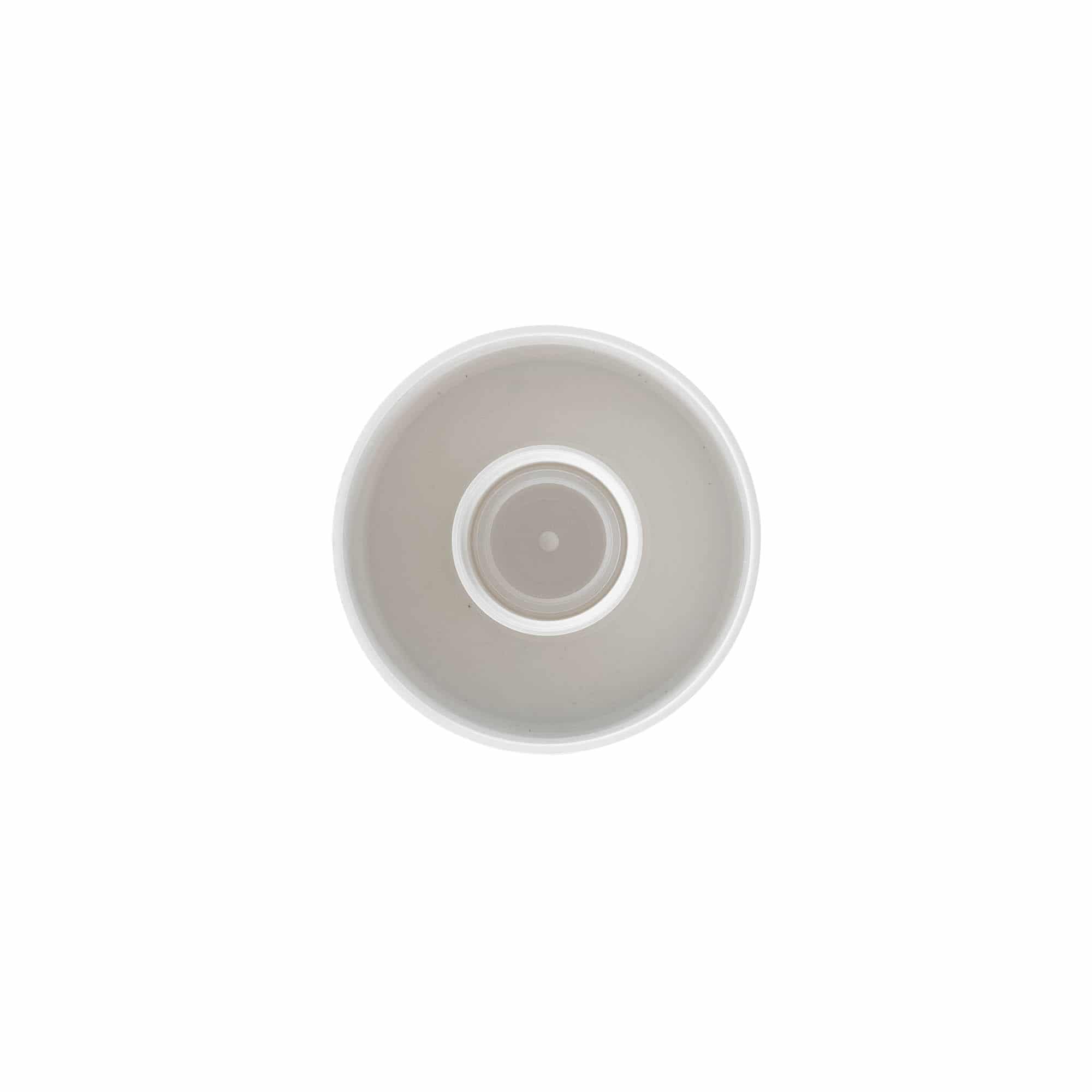Bouchon à vis pour flacon rond avec insert de seringue, plastique PE, blanc, pour ouverture : DIN 25