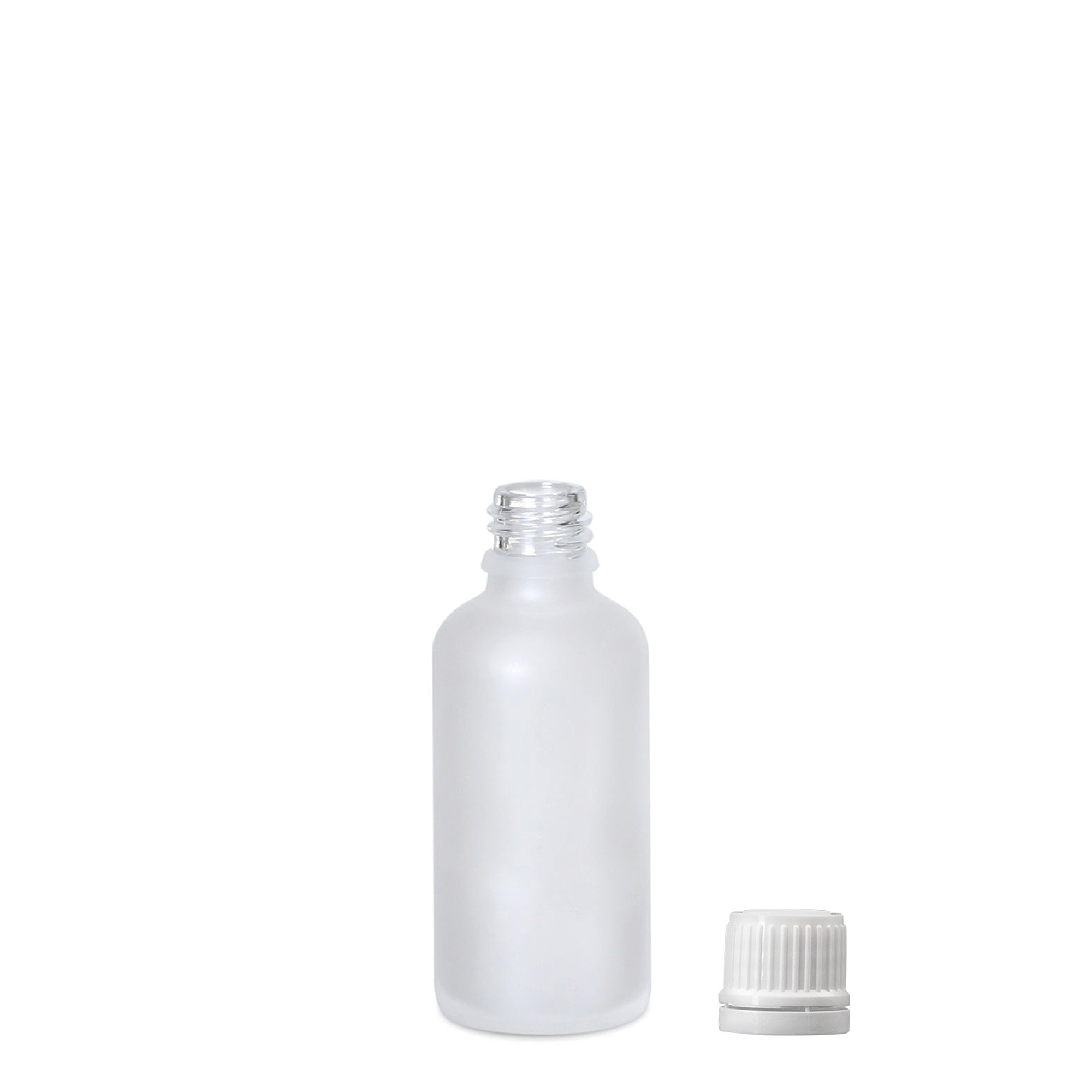 Flacon médical 50 ml, verre, givré, ouverture : DIN 18 Flacon médical 50 ml, verre, givré, ouverture : DIN 18