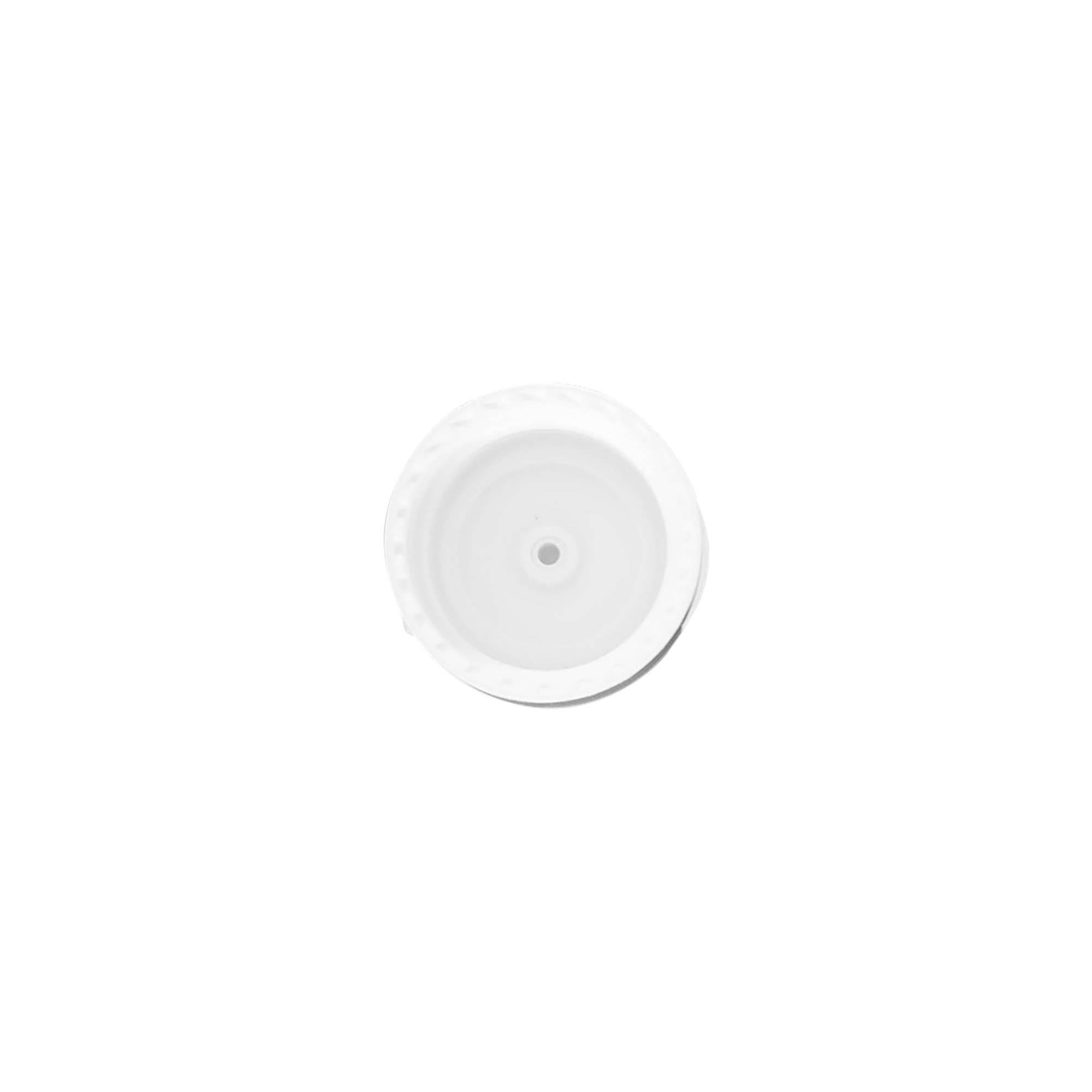 Bouchon à vis charnière à clapet, plastique PP, blanc, pour ouverture : 20/410