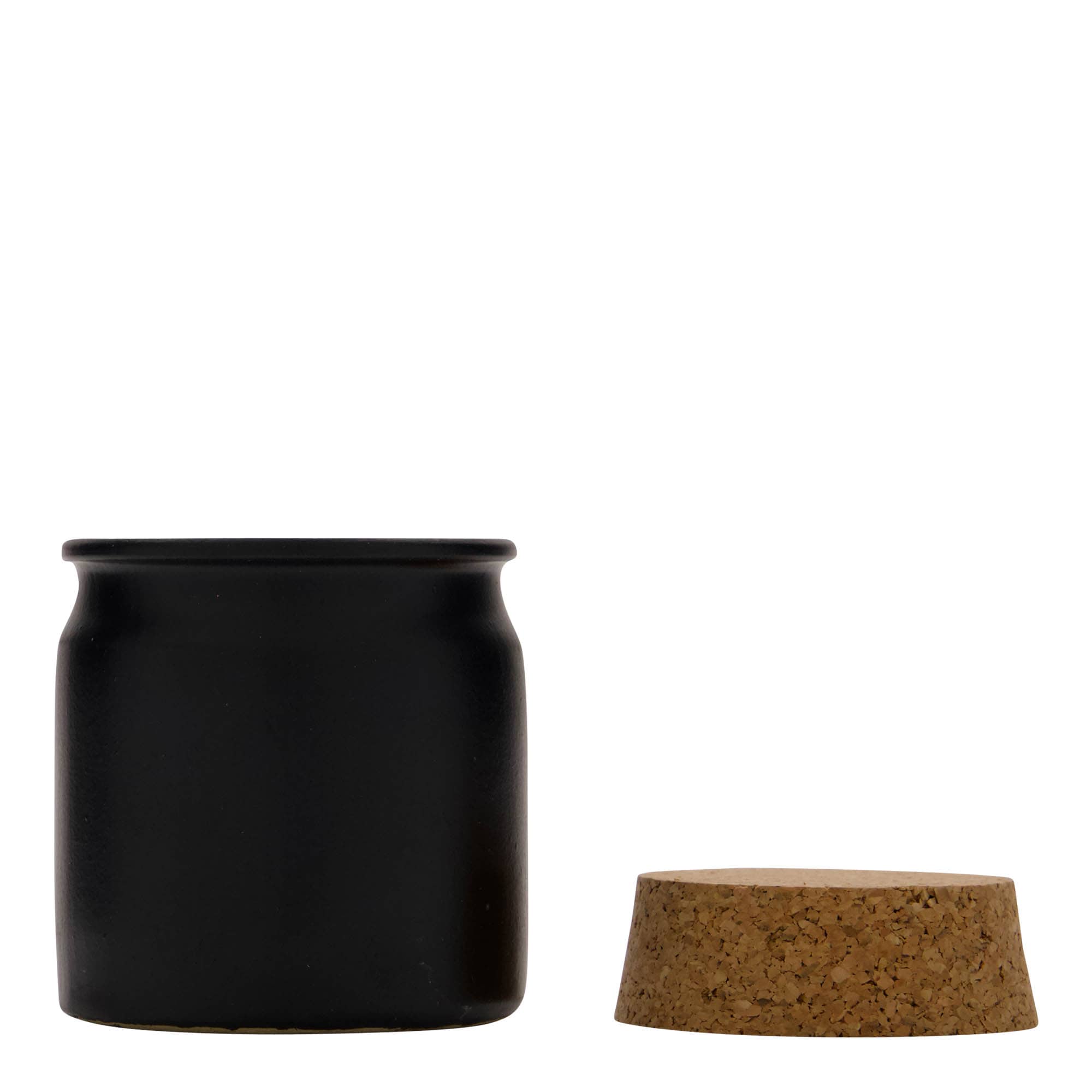 Pot en grès 160 ml, céramique, noir, ouverture : liège