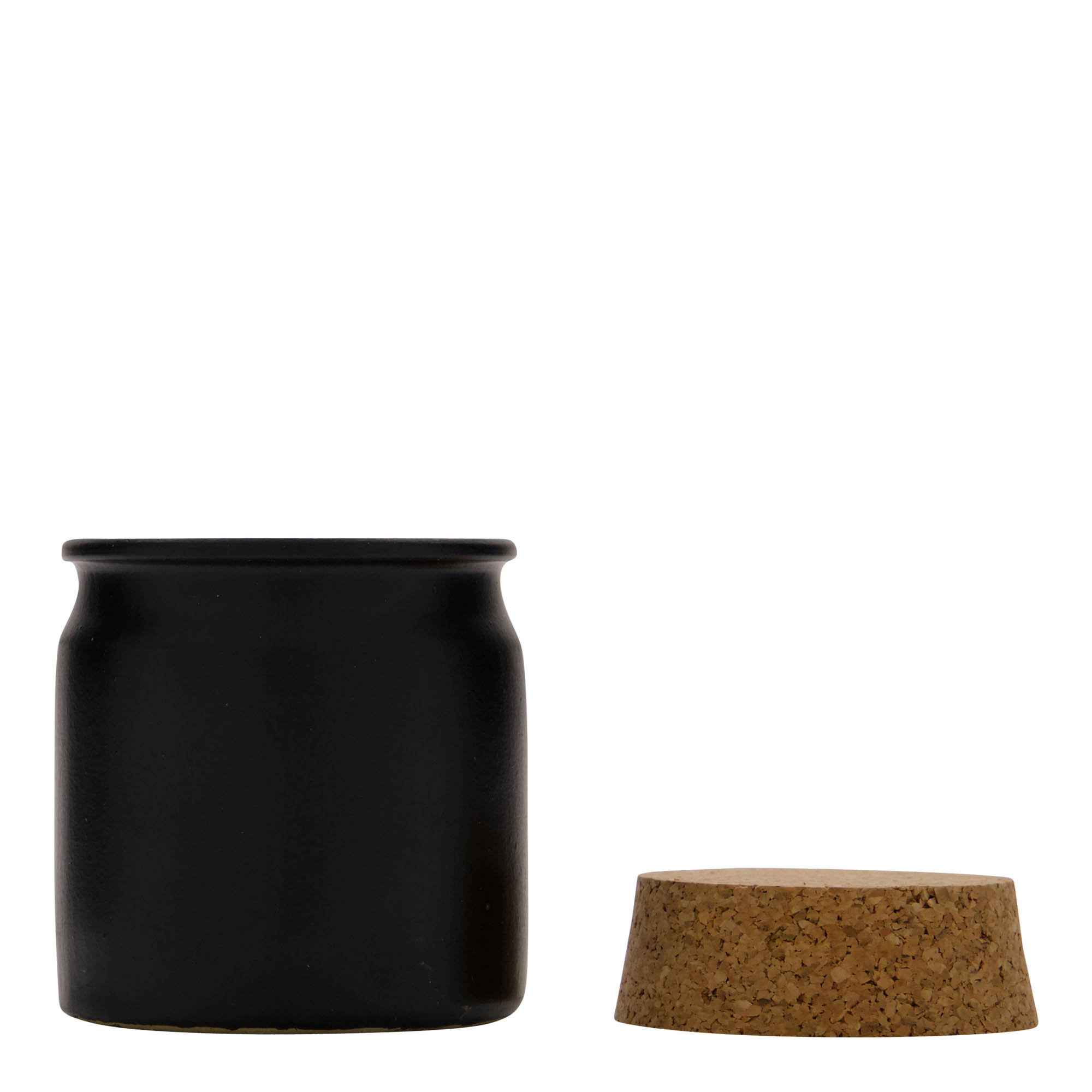 Pot en grès 160 ml, céramique, noir, ouverture : liège Pot en grès 160 ml, céramique, noir, ouverture : liège