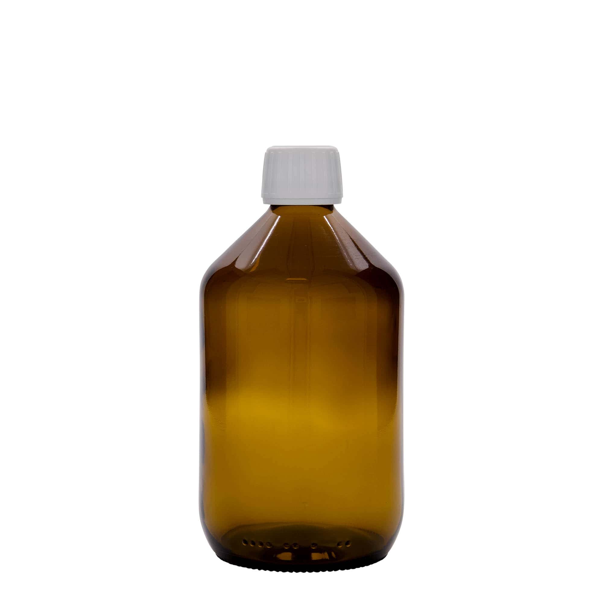 Flacon médical 500 ml, brun, verre, ouverture : PP 28