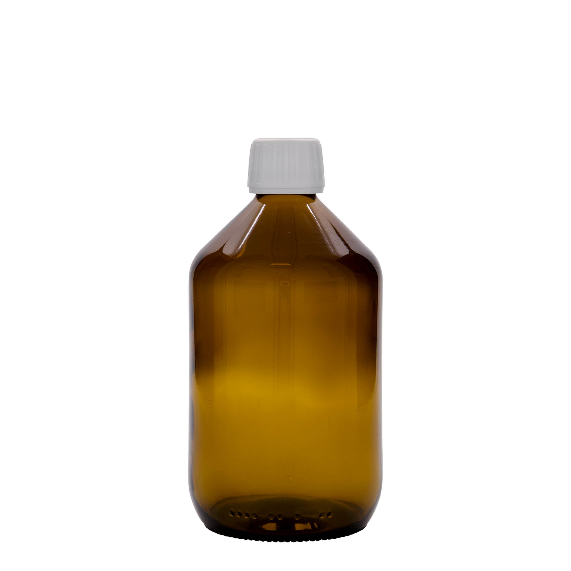 Flacon médical 500 ml, brun, verre, ouverture : PP 28 Flacon médical 500 ml, brun, verre, ouverture : PP 28
