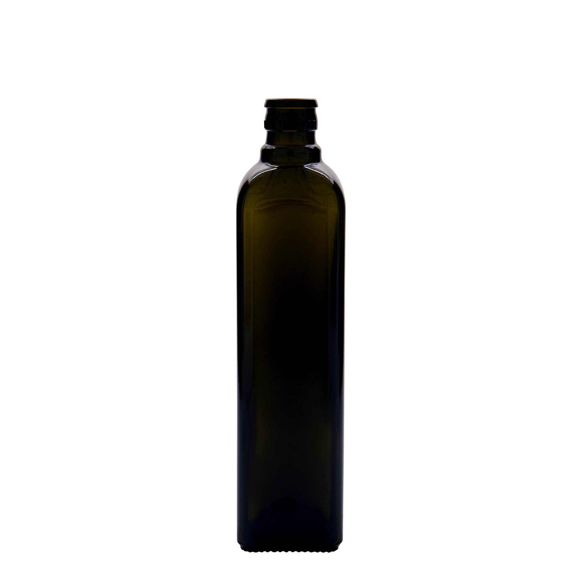 Flacon à vinaigre/huile 500 ml « Quadra », verre, carré, vert antique, ouverture : DOP