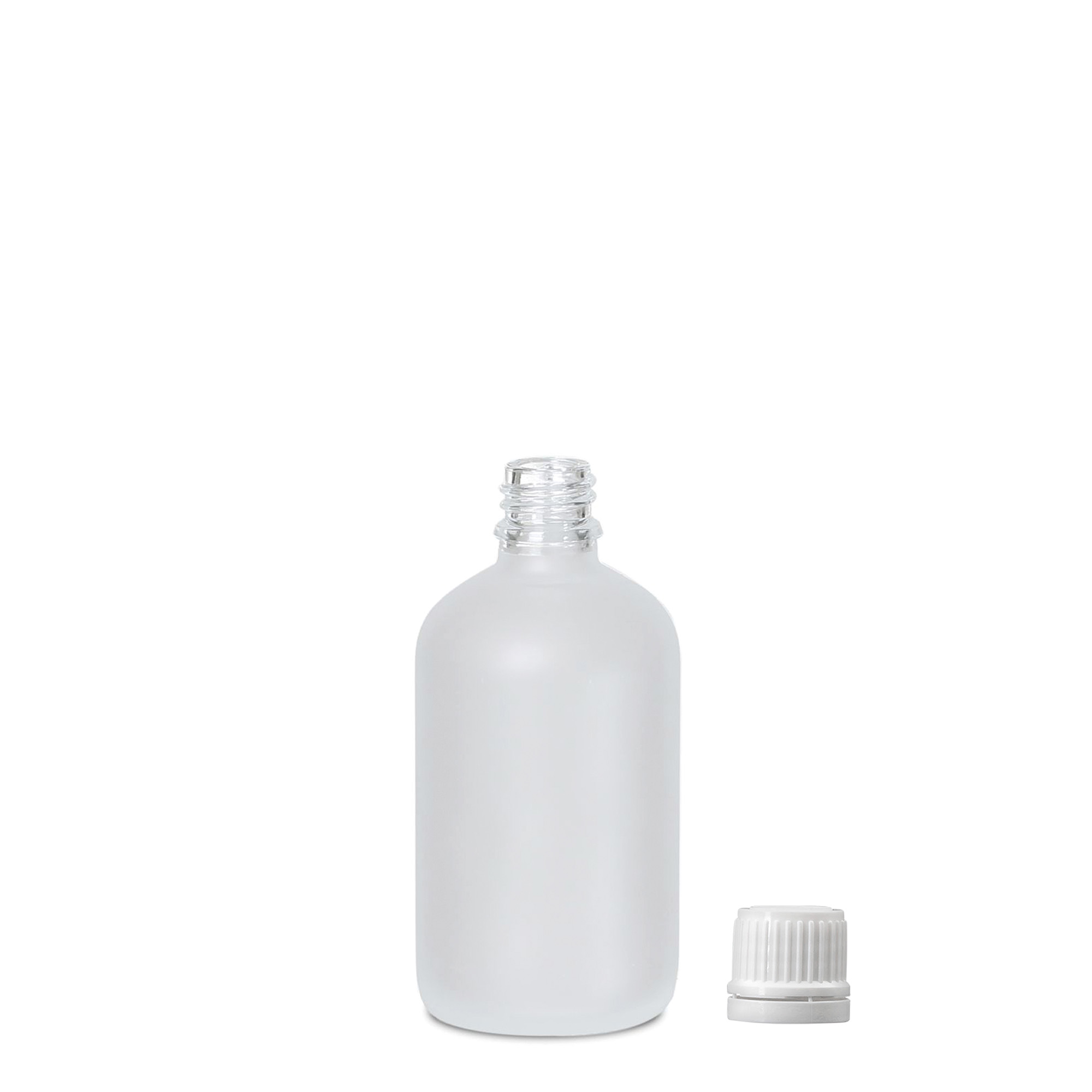 Flacon médical 100 ml, verre, givré, ouverture : DIN 18 Flacon médical 100 ml, verre, givré, ouverture : DIN 18