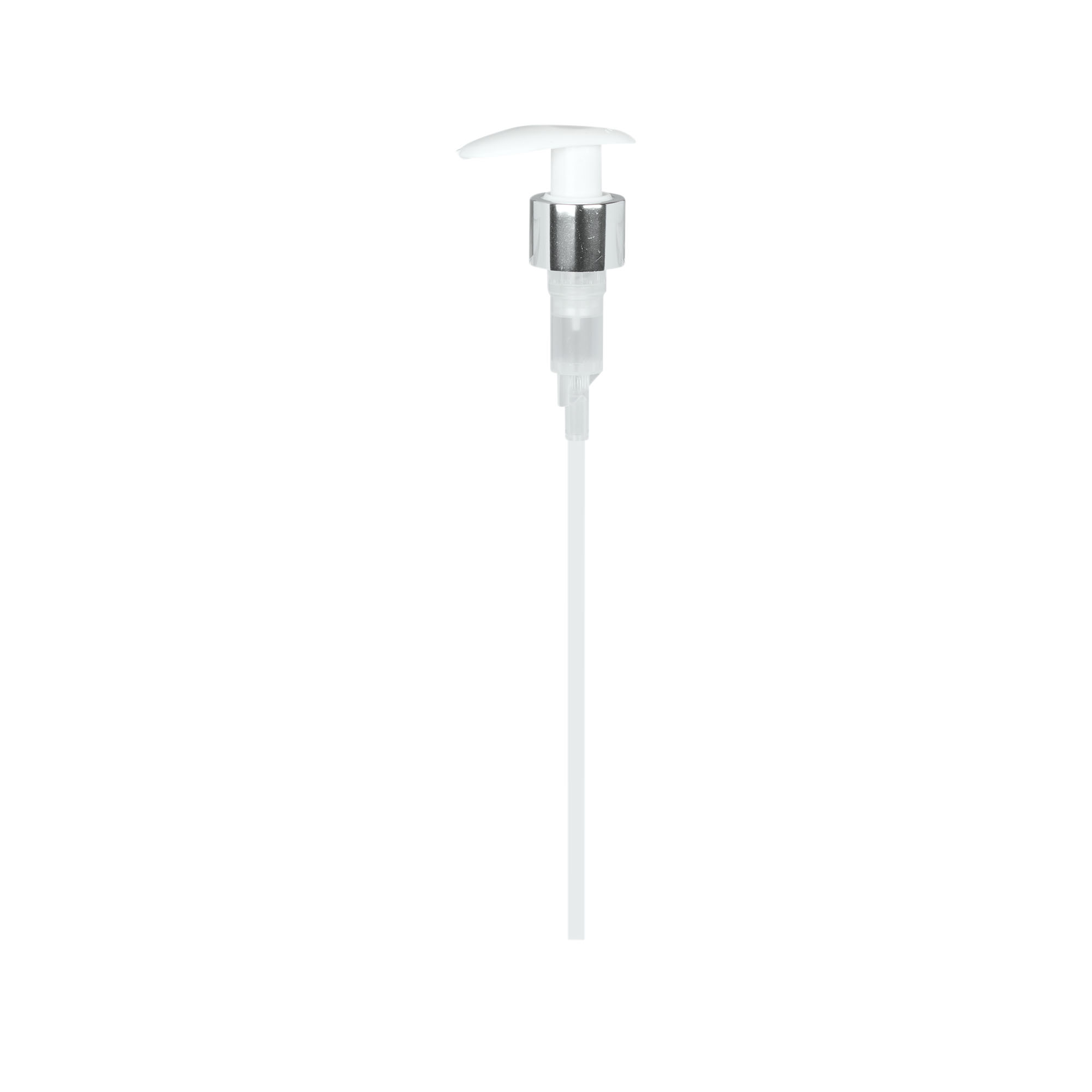 Bouchon à vis avec pompe distributrice, plastique PP, blanc, pour ouverture : 24/410 Bouchon à vis avec pompe distributrice, plastique PP, blanc, pour ouverture : 24/410