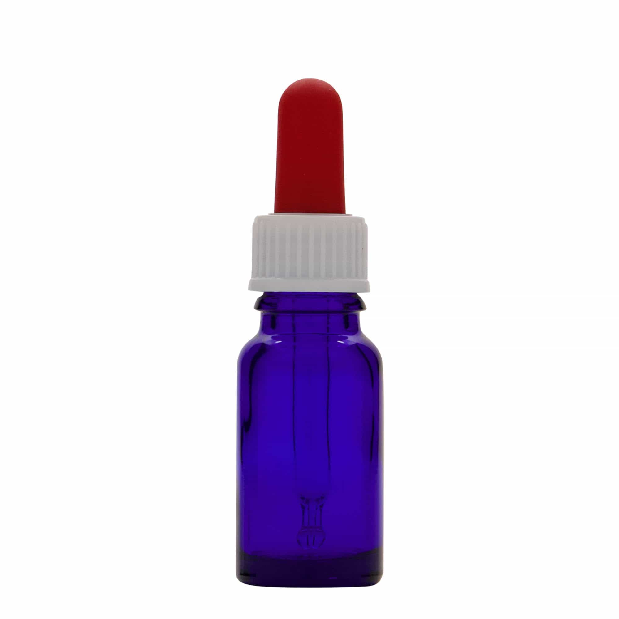 Flacon compte-gouttes 10 ml Médical, verre, bleu royal-rouge, embouchure : DIN 18