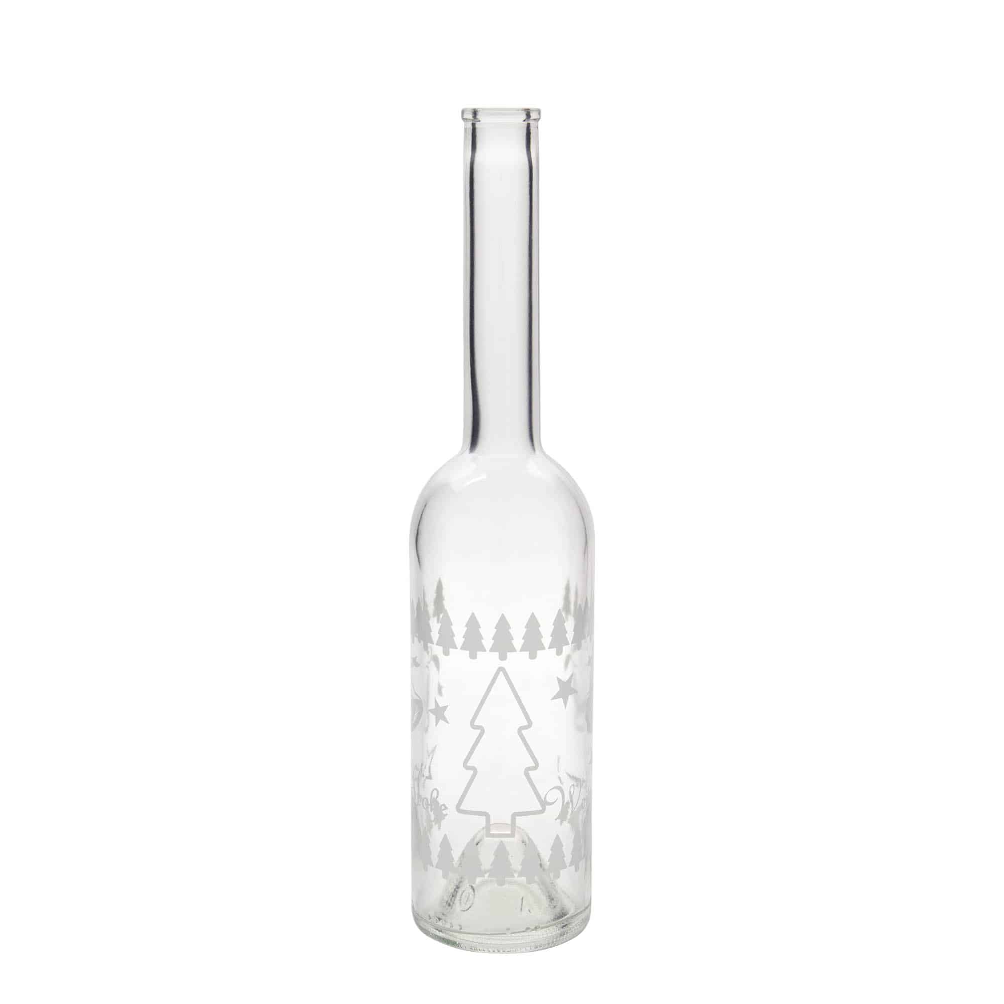 Bouteille en verre 500 ml 'Opera', motif : Noël classique, ouverture : bouchon en liège