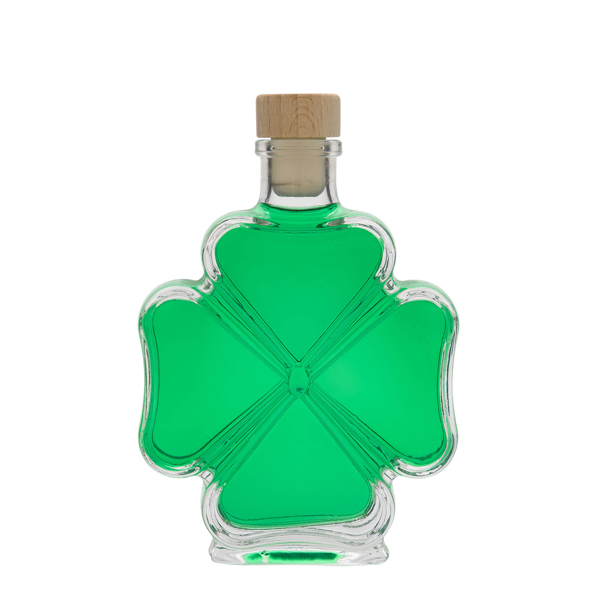 Flacon en verre de 200 ml « Trèfle », ouverture : bouchon en liège Flacon en verre de 200 ml « Trèfle », ouverture : bouchon en liège