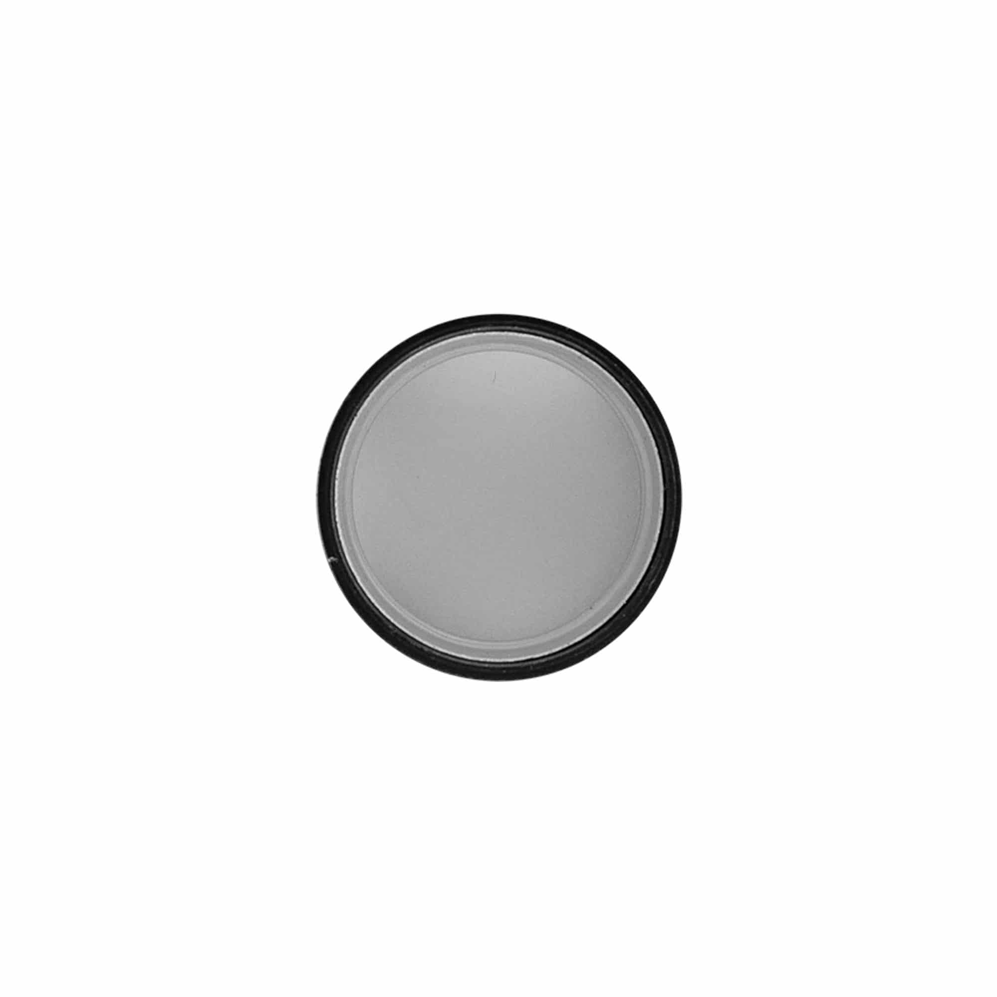 Bouchon à vis, métal-plastique, argenté, pour ouverture : PP 28