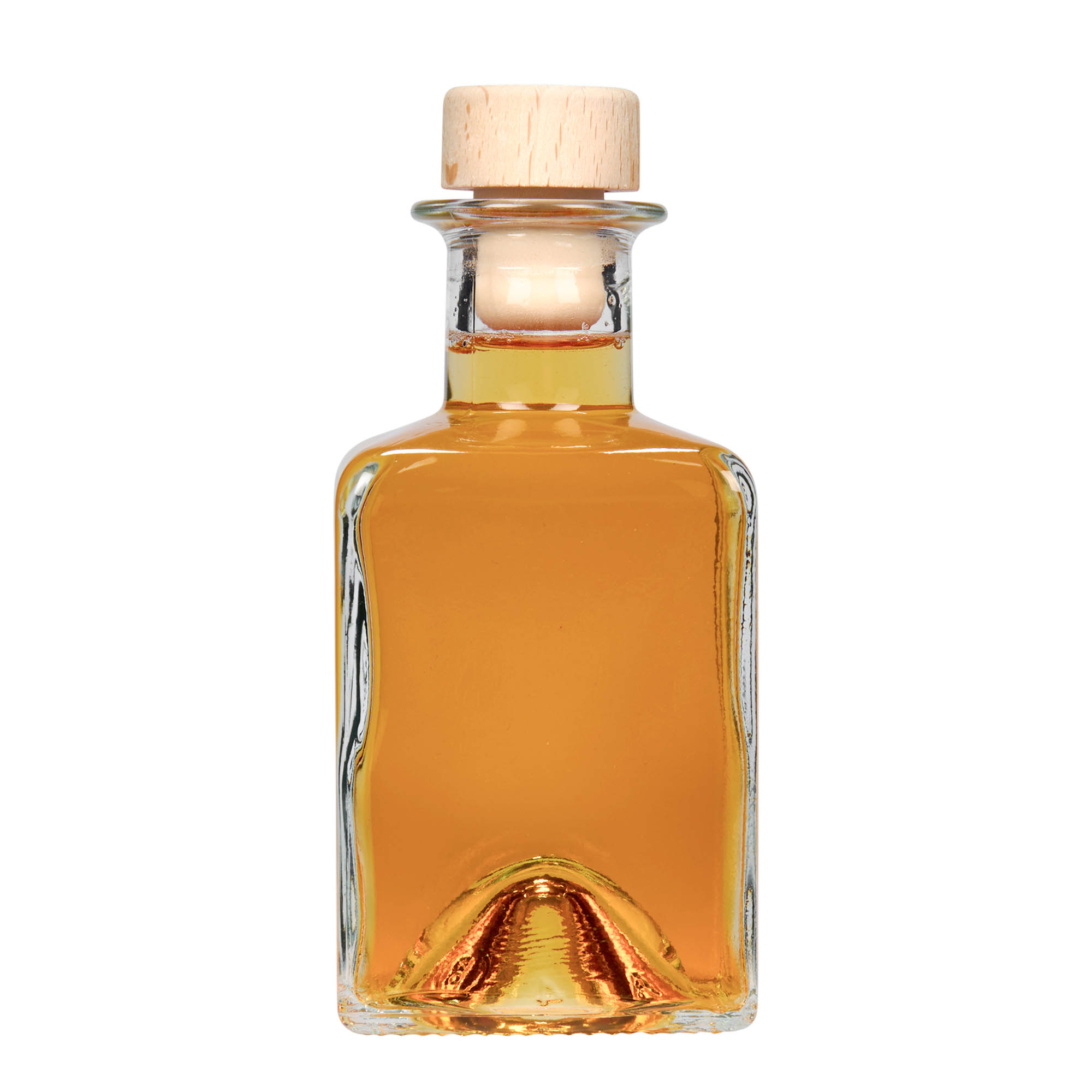Flacon en verre 200 ml 'Kubica', carré, ouverture : bouchon en liège Flacon en verre 200 ml 'Kubica', carré, ouverture : bouchon en liège