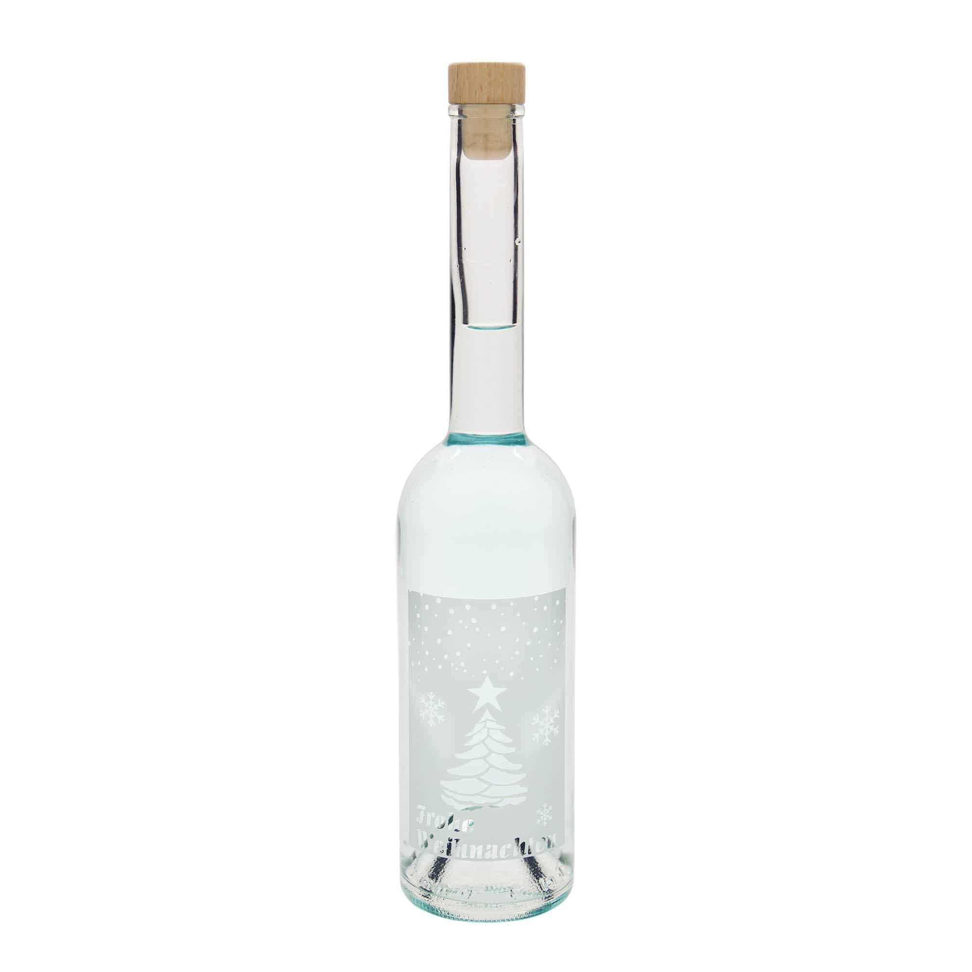 Bouteille en verre 500 ml 'Opera', motif : Noël blanc, bouchage: bouchon