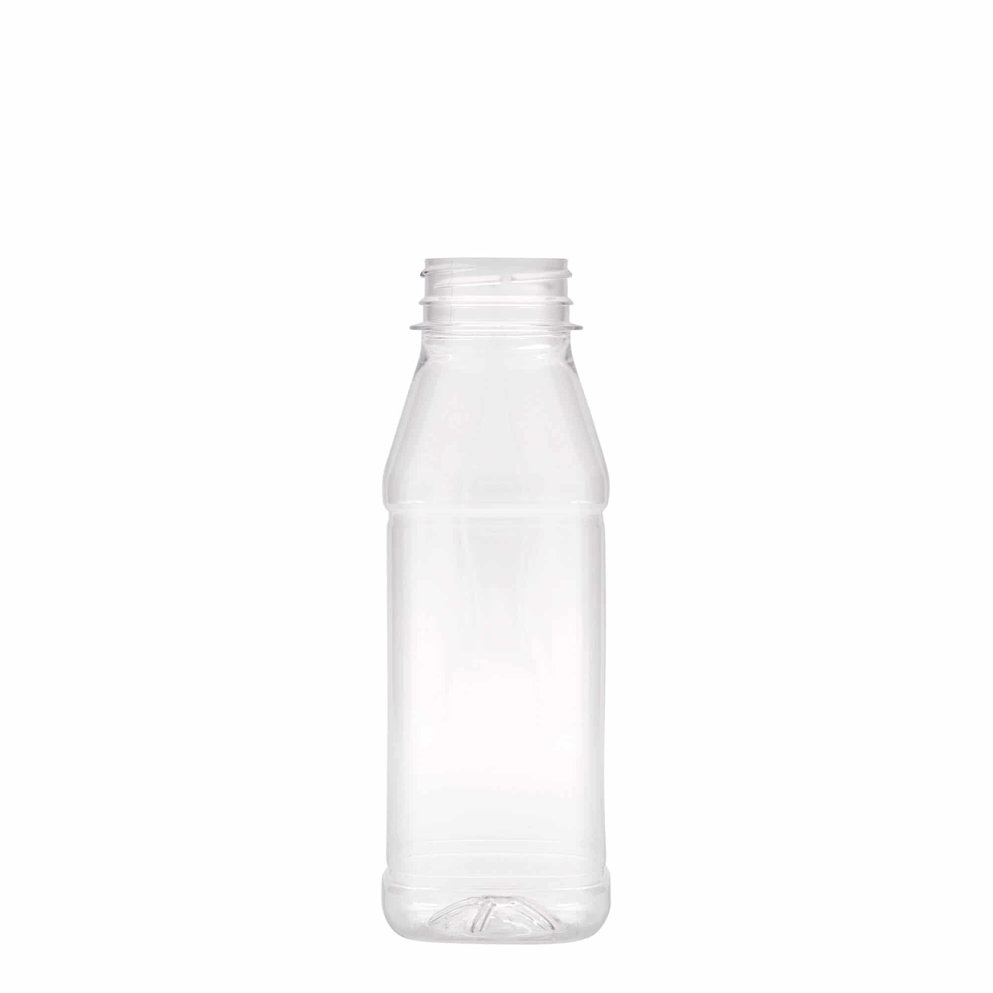 Bouteille en PET 330 ml 'Milk and Juice Carré', carrée, plastique, bouchage: 38 mm Bouteille en PET 330 ml 'Milk and Juice Carré', carrée, plastique, bouchage: 38 mm