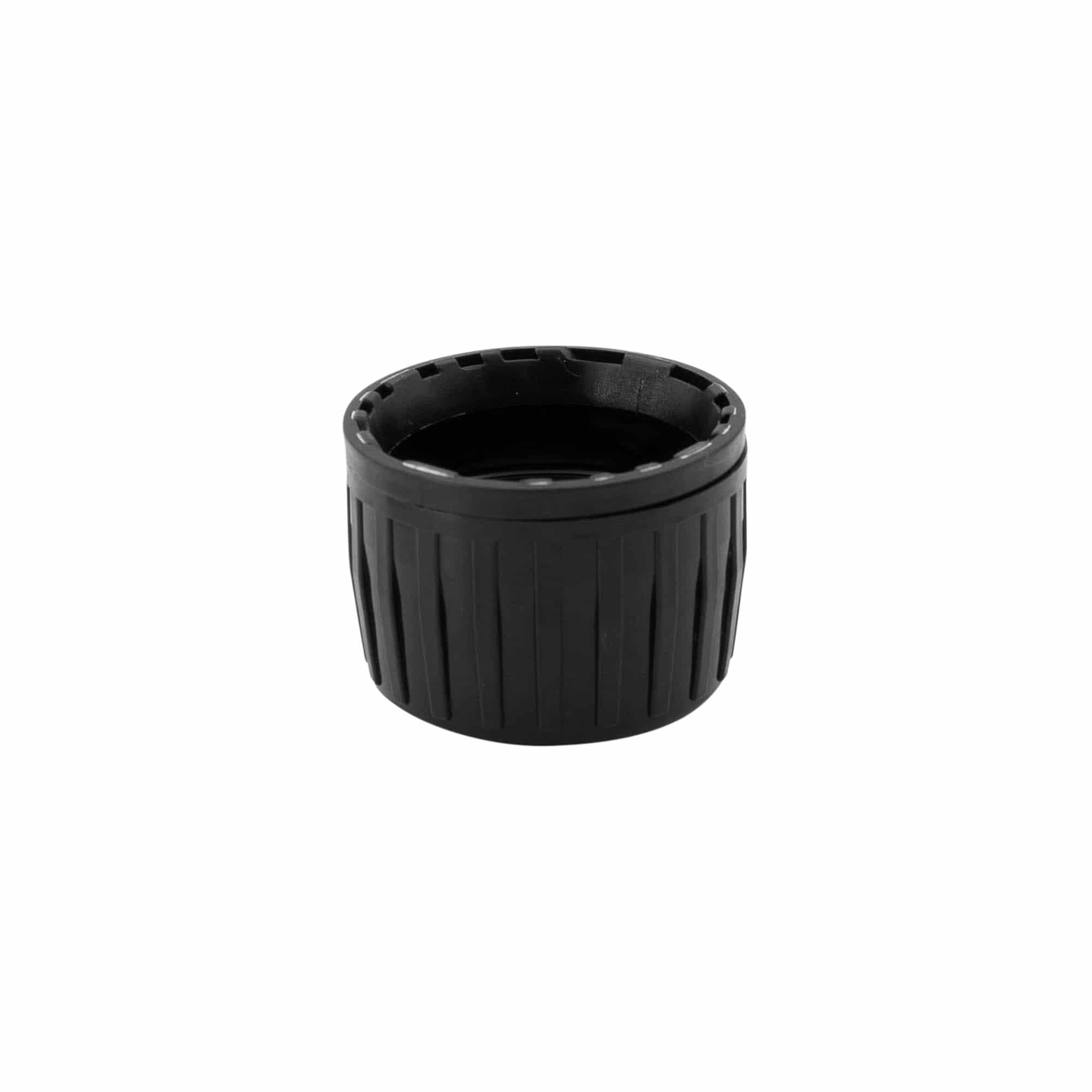 Bougage à vis avec fermeture garantie, plastique PP, noir, pour bouchage: DIN 28