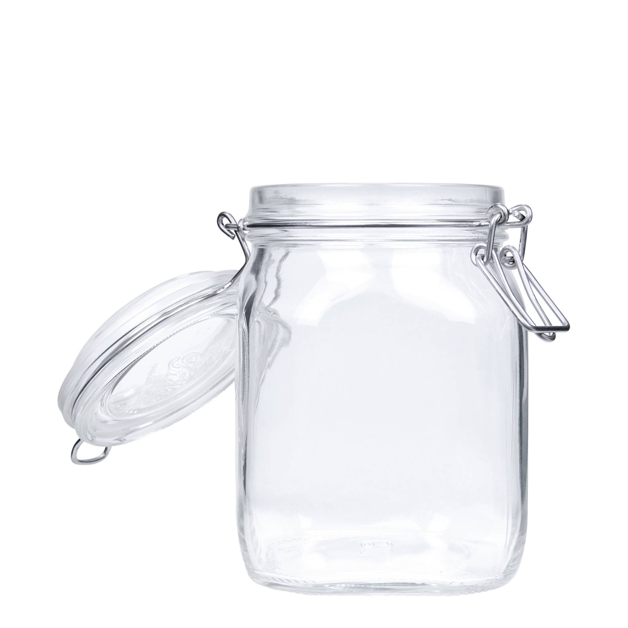 1 000 ml bocal à fermeture à levier 'Fido', carré, ouverture : fermeture à levier métallique