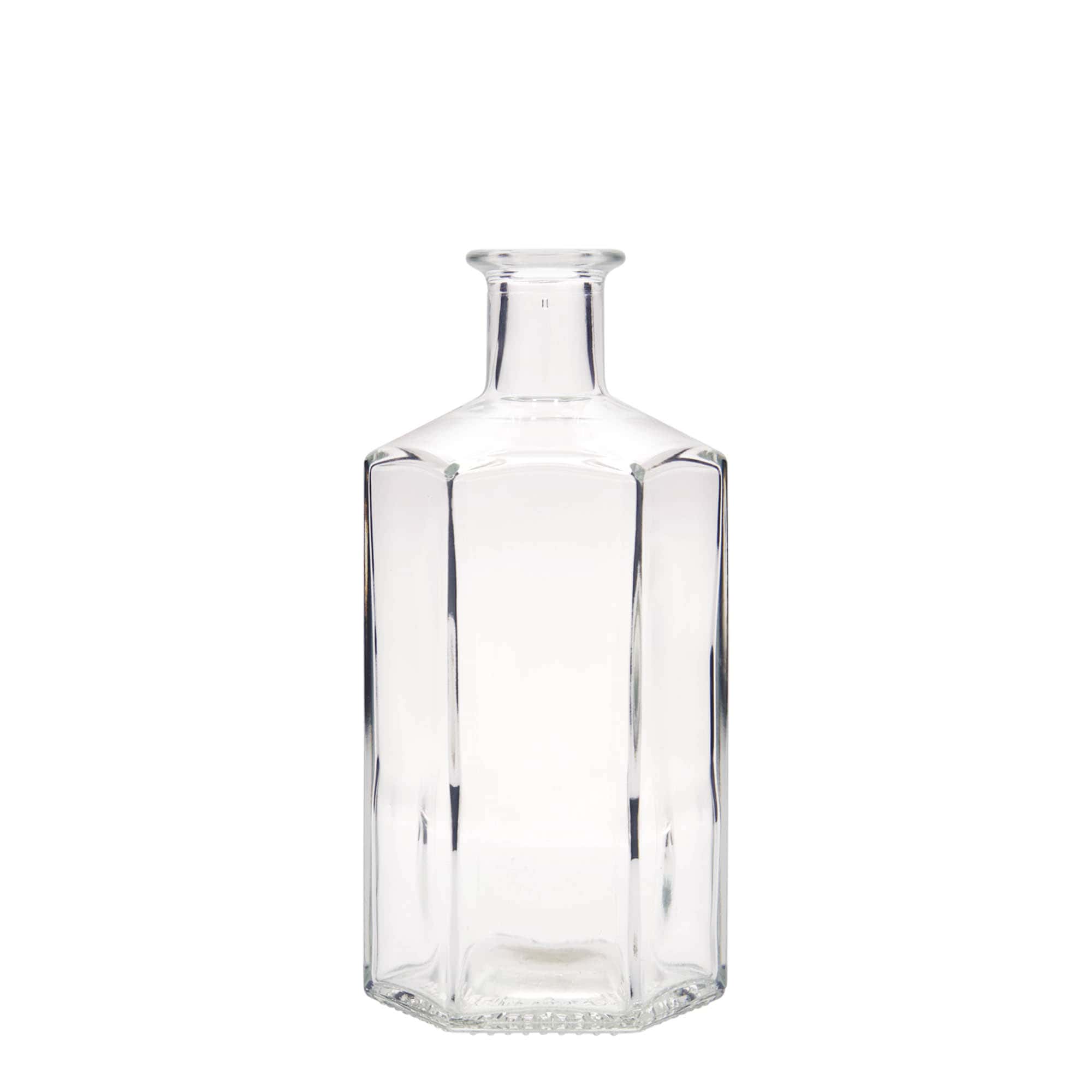 Bouteille en verre 500 ml Apothicaire 'Jimmy', hexagonale, ouverture : bouchon en liège