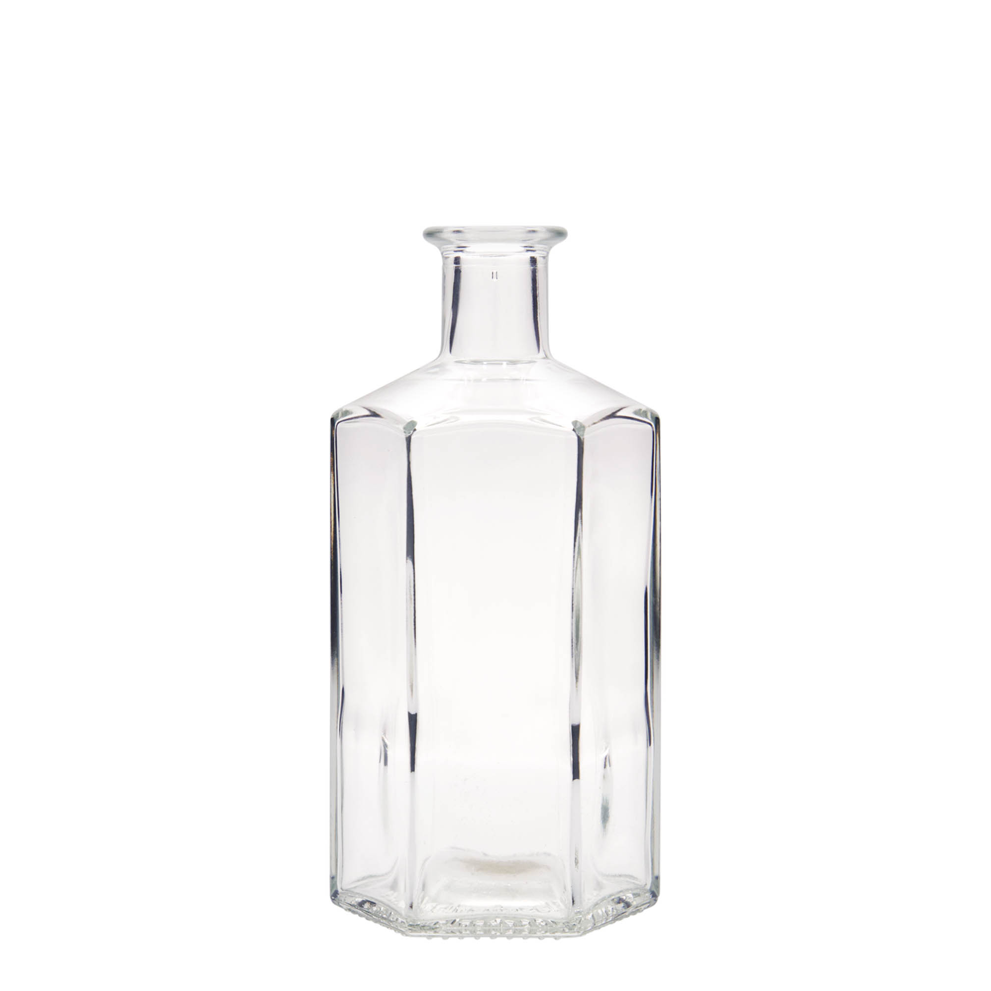 Bouteille en verre 500 ml Apothicaire « Jimmy », hexagonale, ouverture : bouchon en liège
