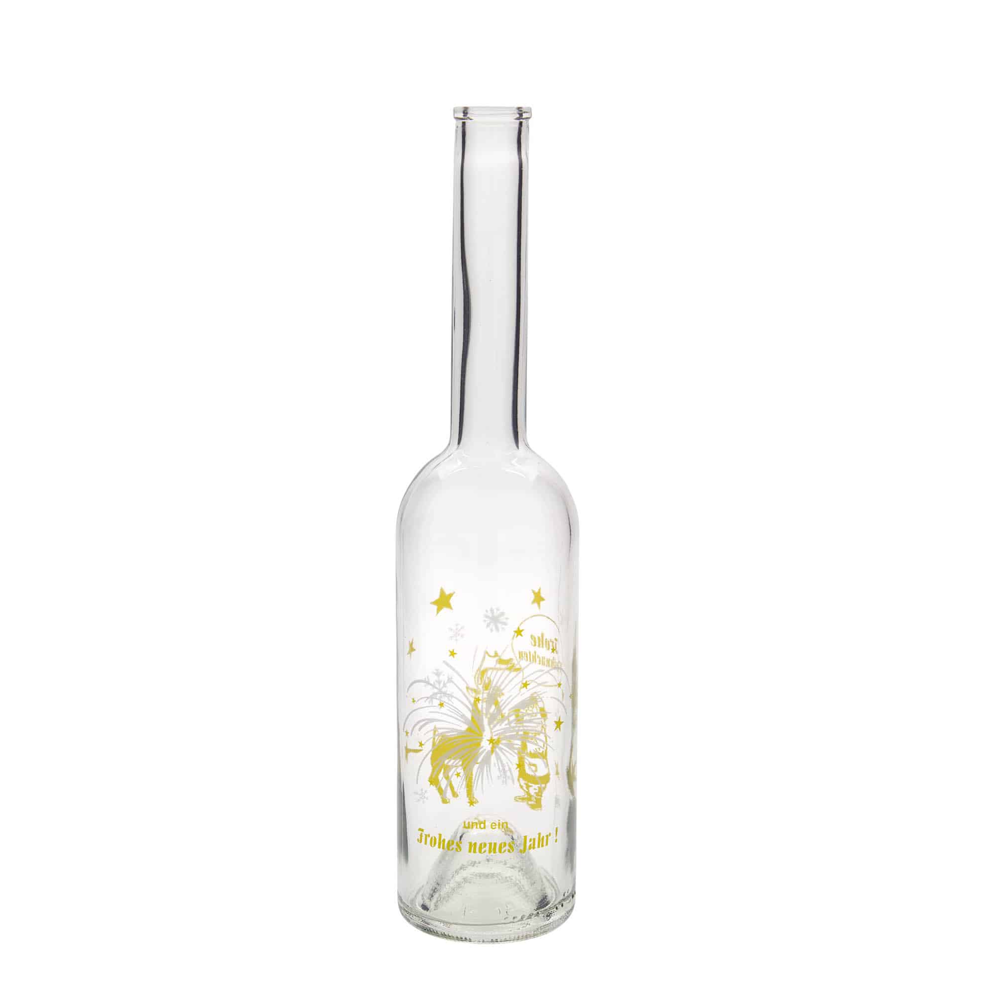 Bouteille en verre 500 ml 'Opera', motif : feu d'artifice, ouverture : bouchon en liège Bouteille en verre 500 ml 'Opera', motif : feu d'artifice, ouverture : bouchon en liège