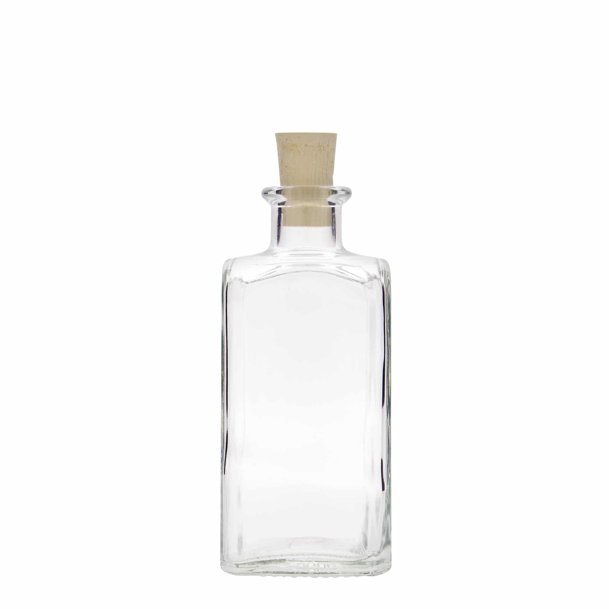 Bouteille en verre apothicaire 'Carré', carrée 250 ml, bouchage: bouchon
