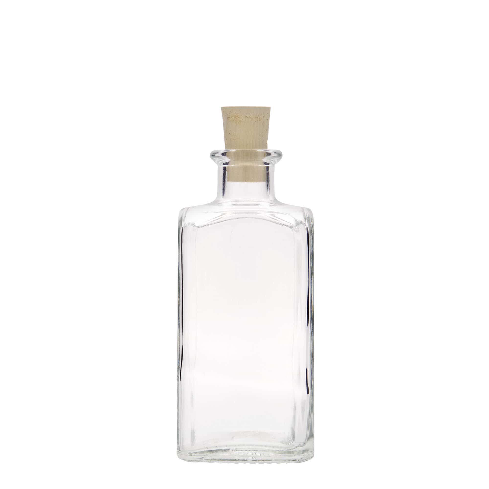 Flacon en verre 250 ml Apotheker Carré, carré, ouverture : bouchon en liège
