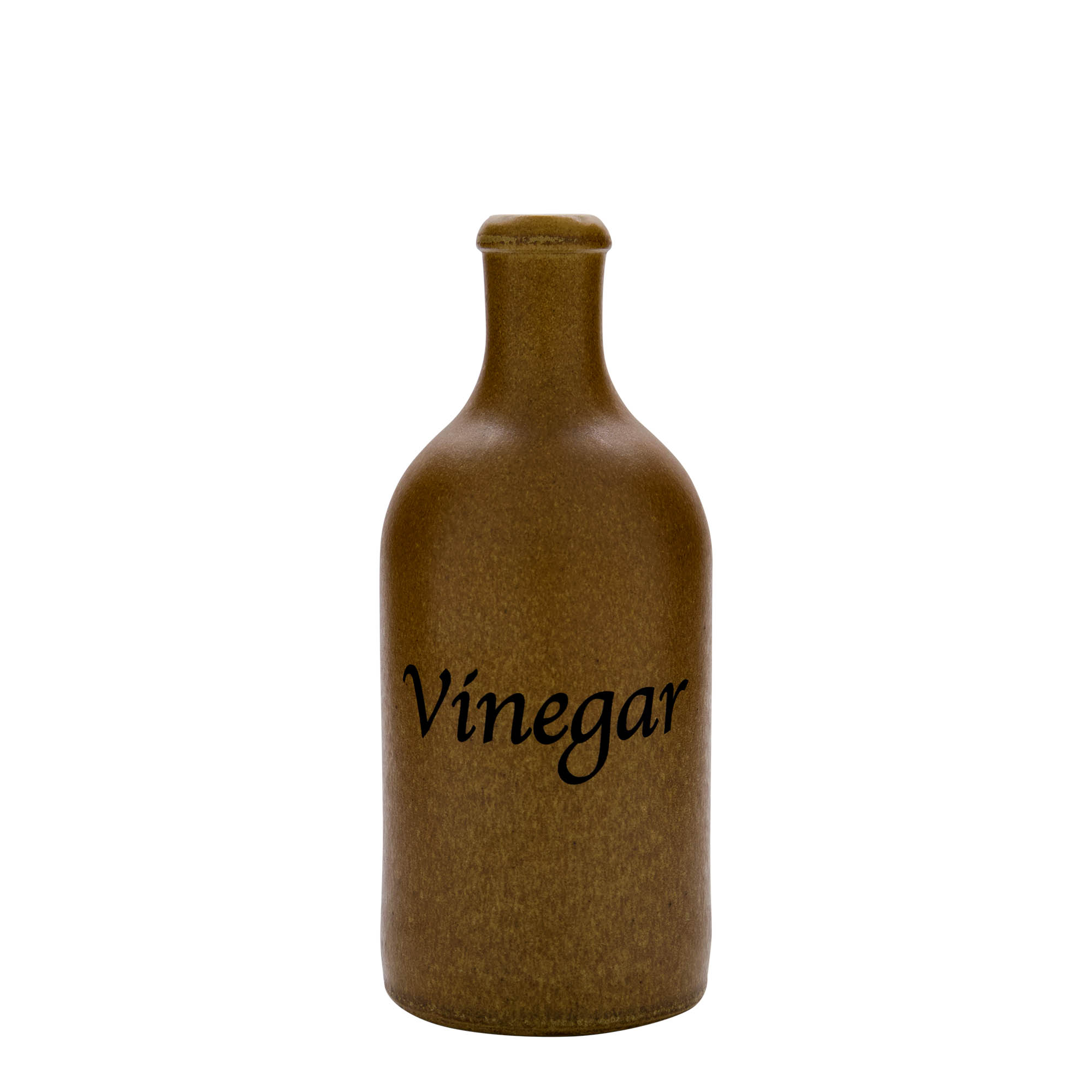 Cruche en terre cuite de 500 ml, motif : Vinaigre, grès, brun-cristallisé, ouverture : bouchon en liège Cruche en terre cuite de 500 ml, motif : Vinaigre, grès, brun-cristallisé, ouverture : bouchon en liège
