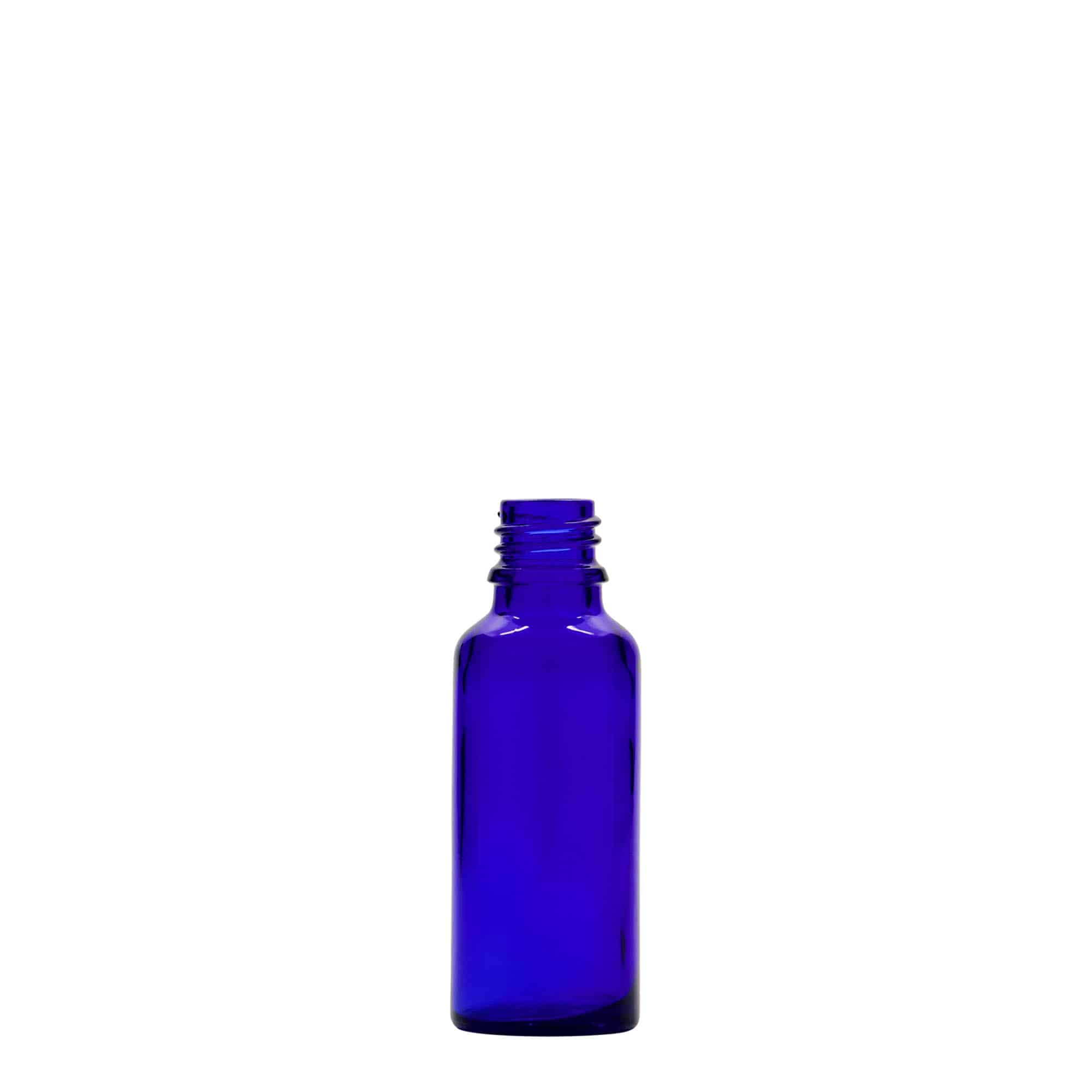 Flacon médical 30 ml, verre, bleu royal, ouverture : DIN 18