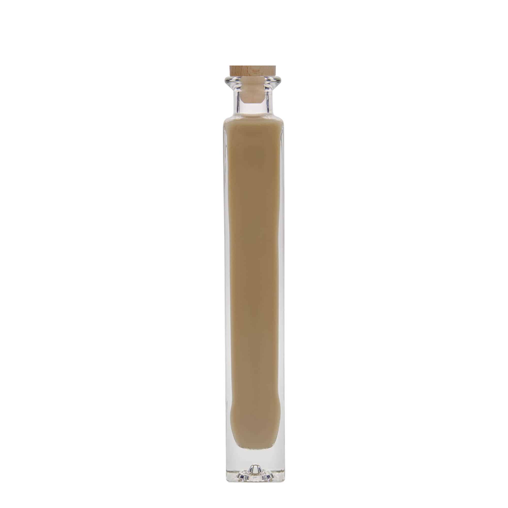 Flacon en verre 200 ml « Tommy », carré, ouverture : bouchon en liège