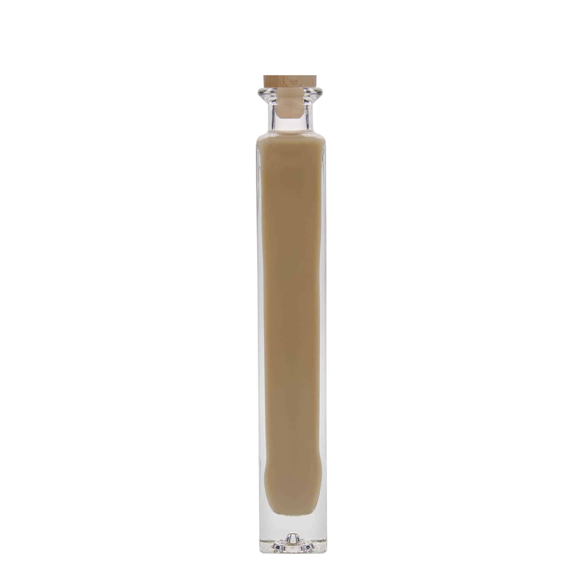 Flacon en verre 200 ml « Tommy », carré, ouverture : bouchon en liège