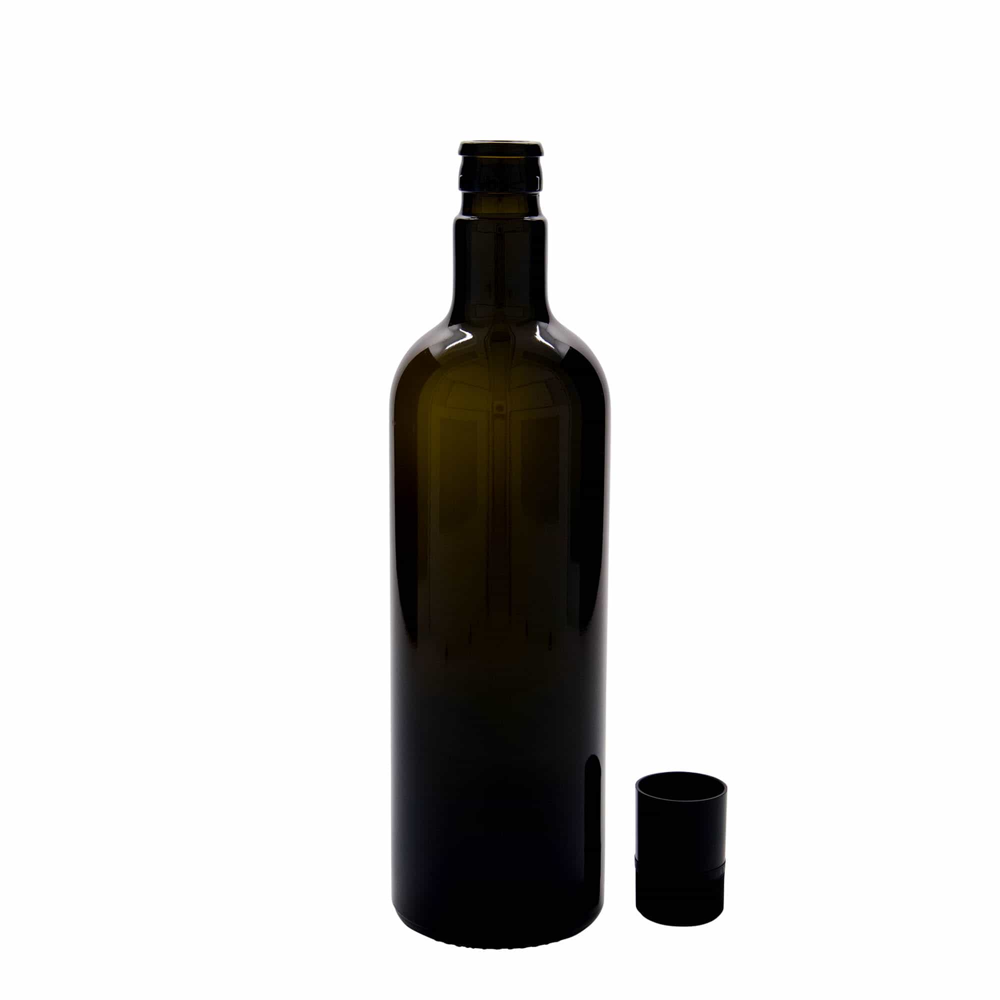 Flacon à vinaigre/huile 'Willy New' 750 ml, verre, vert antique, embouchure : DOP