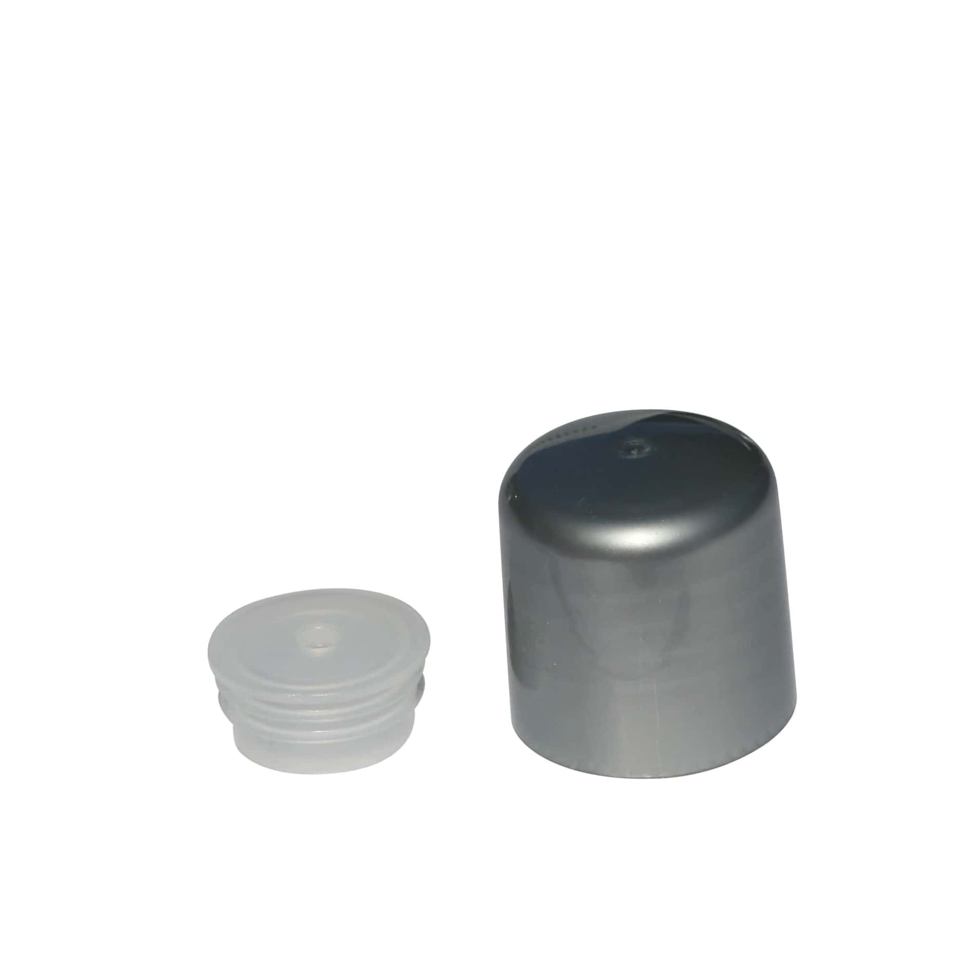 Bouchon à vis avec insert pour seringue, plastique PP, argent, pour ouverture : 24/410 Bouchon à vis avec insert pour seringue, plastique PP, argent, pour ouverture : 24/410