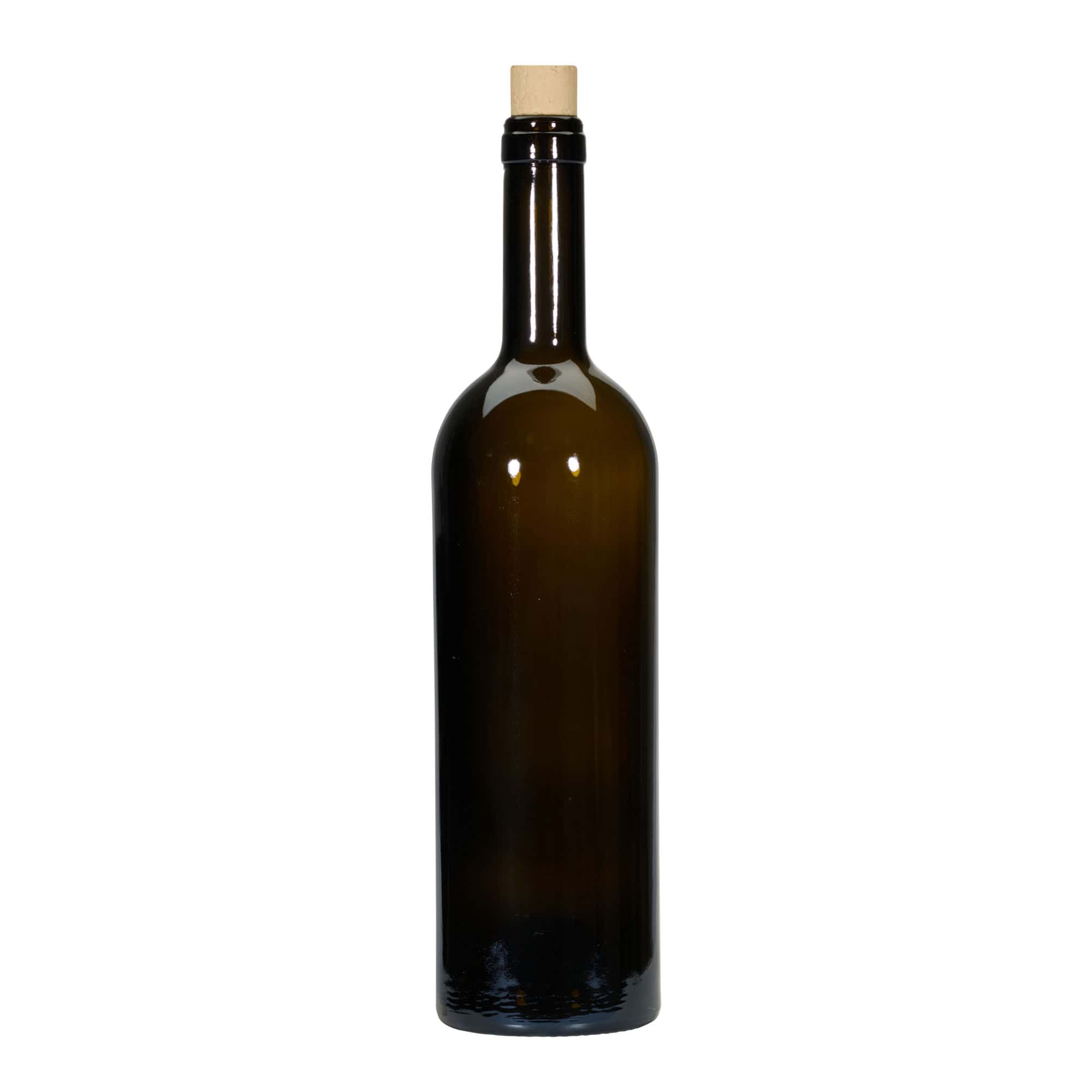 Bouteille de vin 750 ml 'Golia', vert antique, ouverture : liège