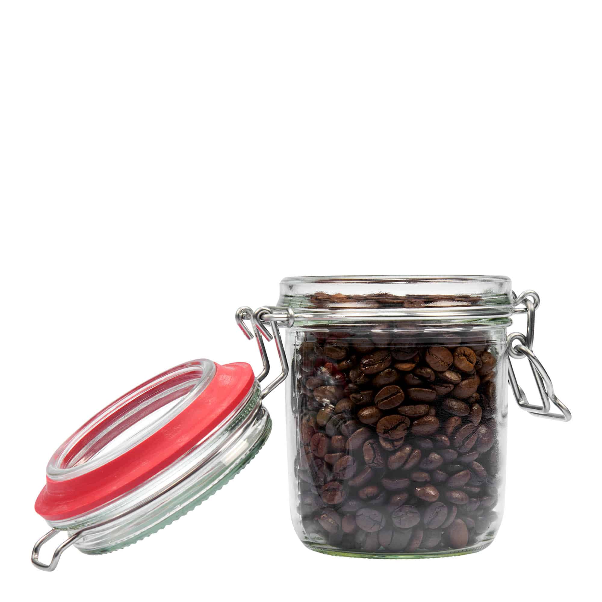 Pot en verre de 370 ml avec fermeture à levier, ouverture : fermeture à levier en fil métallique