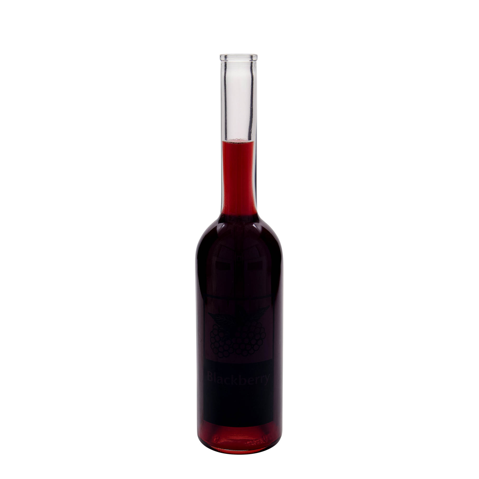 Bouteille en verre 500 ml 'Opera', motif : Mûre, ouverture : liège Bouteille en verre 500 ml 'Opera', motif : Mûre, ouverture : liège