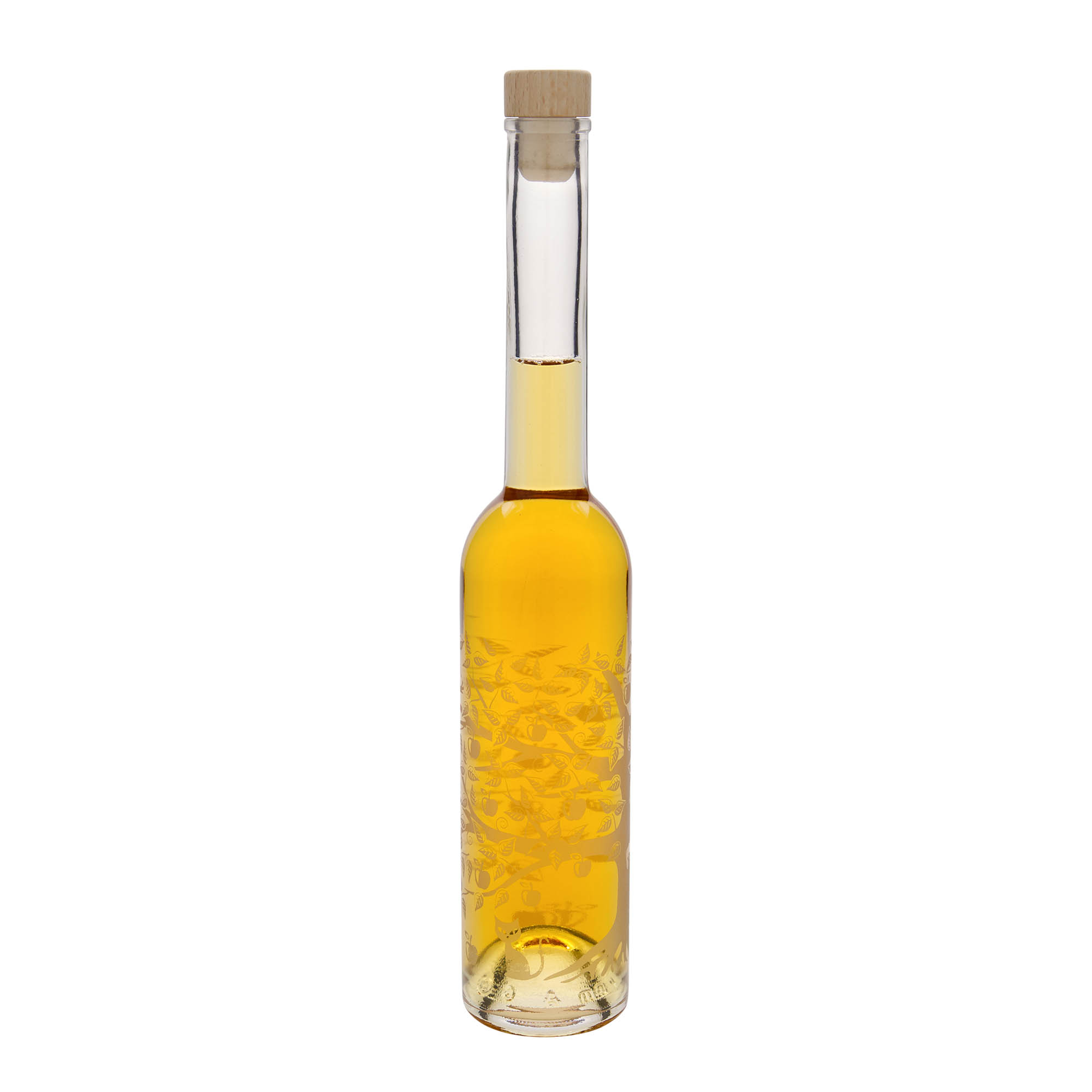 Bouteille en verre 350 ml 'Opera', motif : pommier, ouverture : bouchon en liège