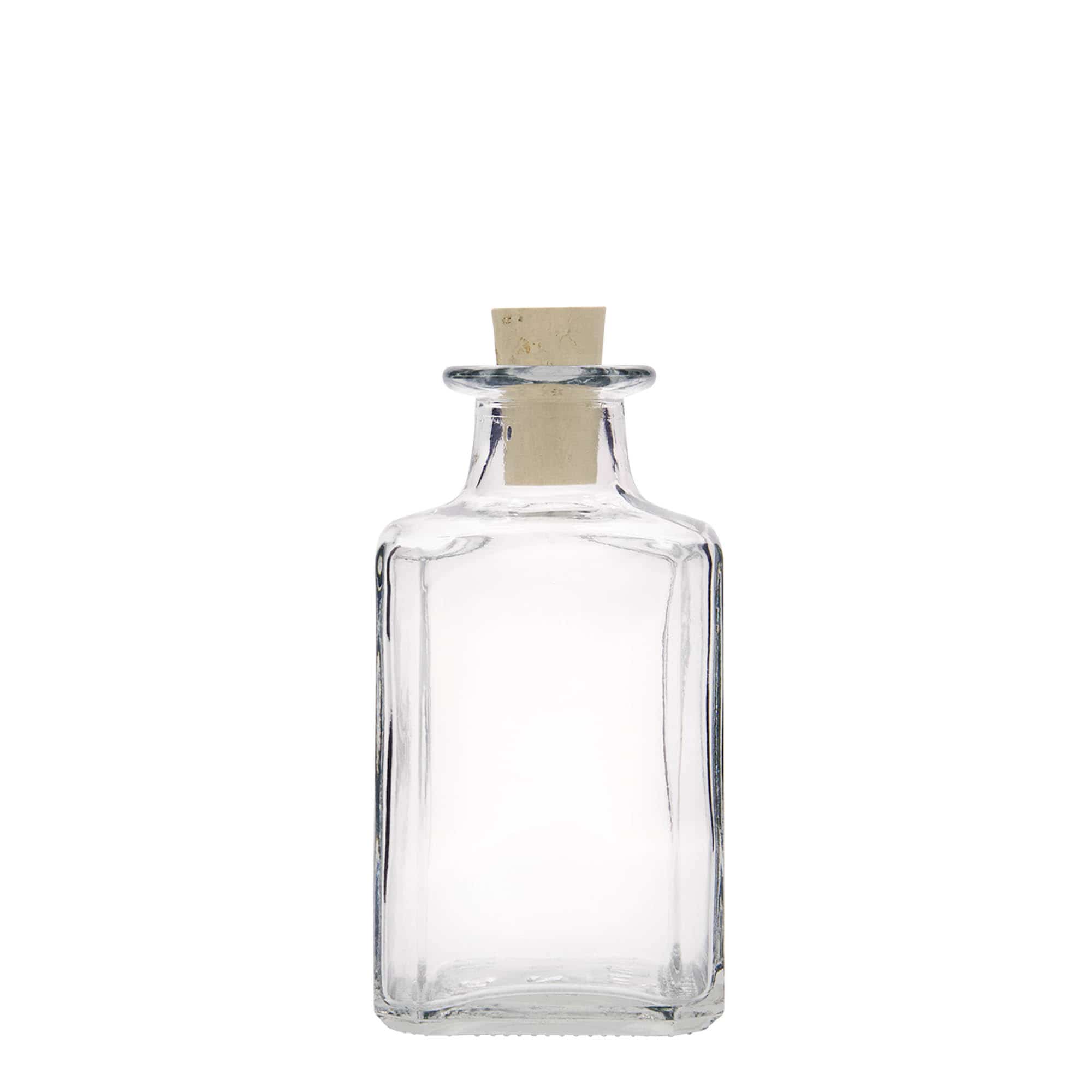 Bouteille en verre 250 ml 'Torben', carrée, ouverture : bouchon en liège
