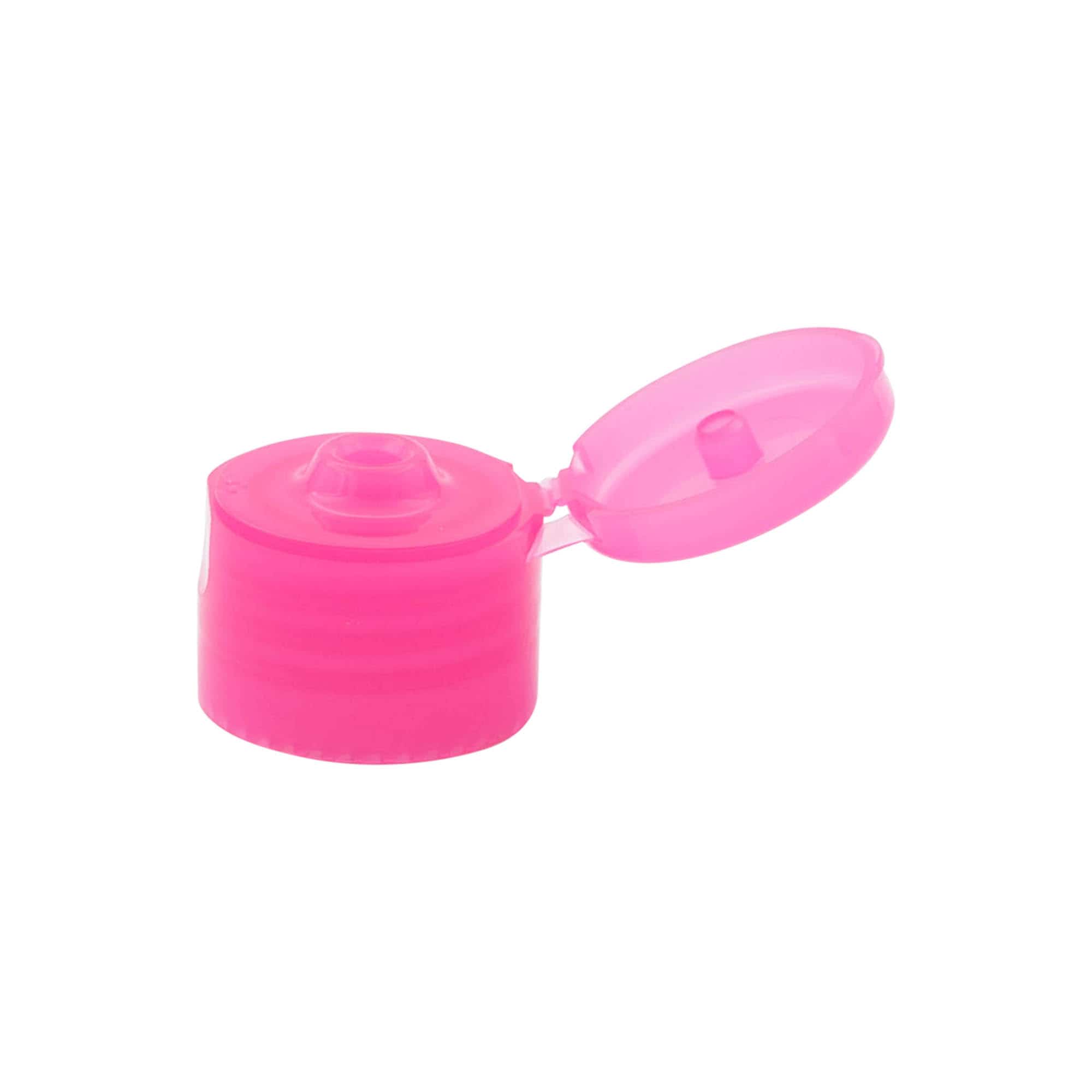 Bouchon à vis avec charnière rabattable, plastique PP, rose, pour ouverture : 24/410