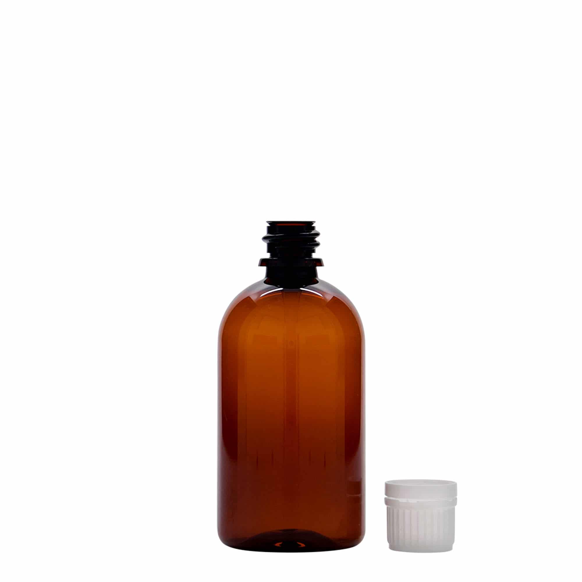 Flacon médical en PET de 100 ml « Easy Living », brun, plastique, ouverture : DIN 18