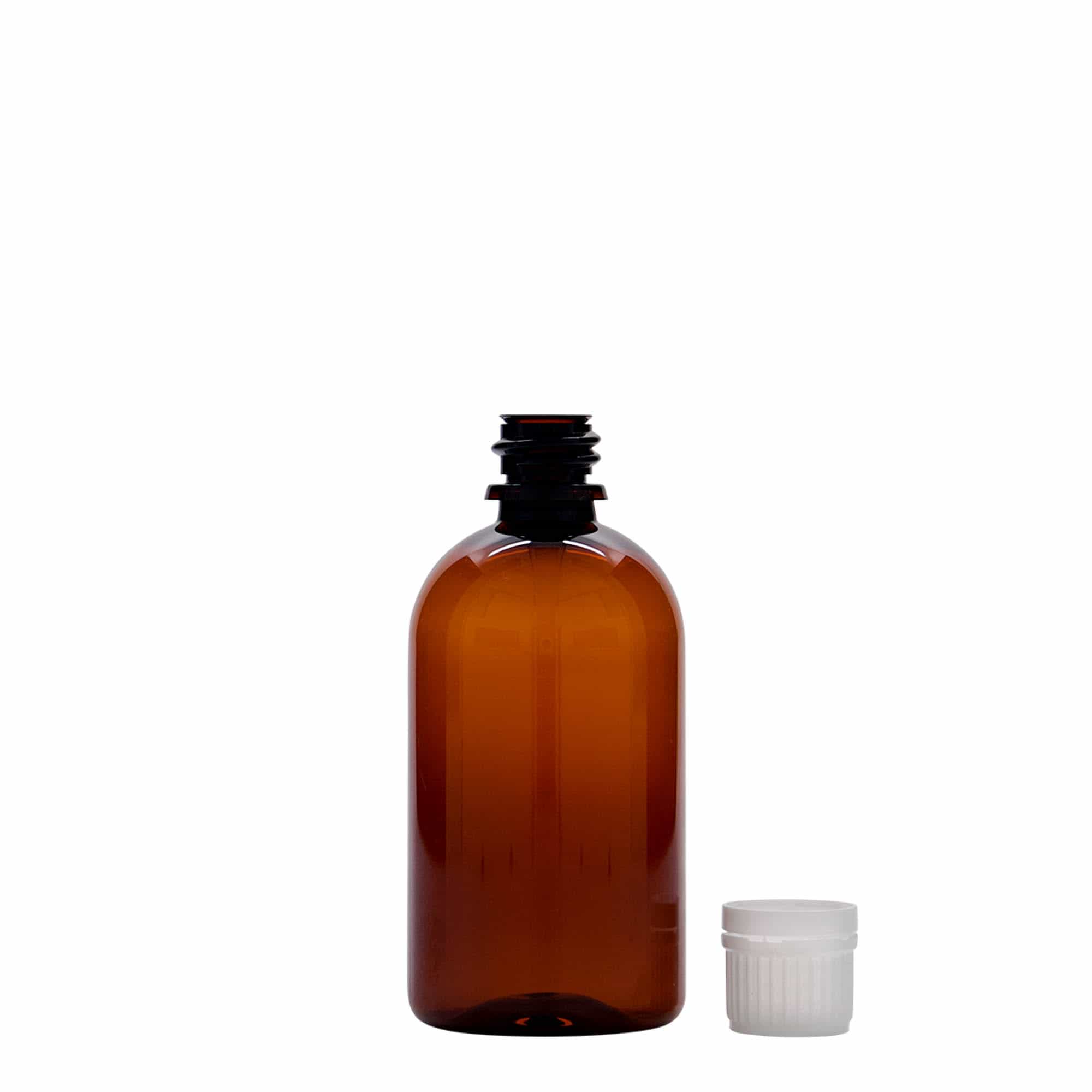 Flacon médical en PET de 100 ml « Easy Living », brun, plastique, ouverture : DIN 18