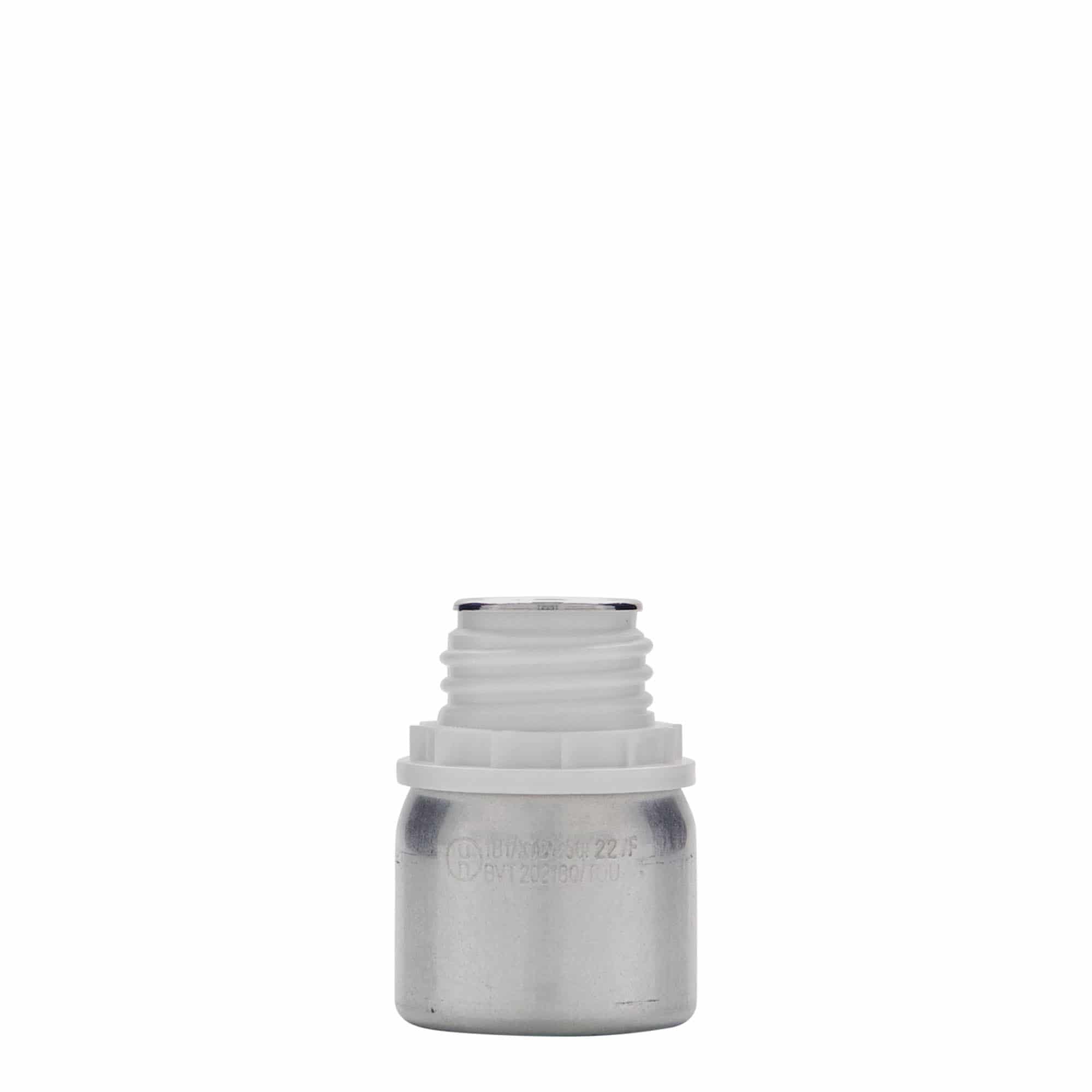 50 ml bouteille en aluminium, métal, argent, ouverture : DIN 32