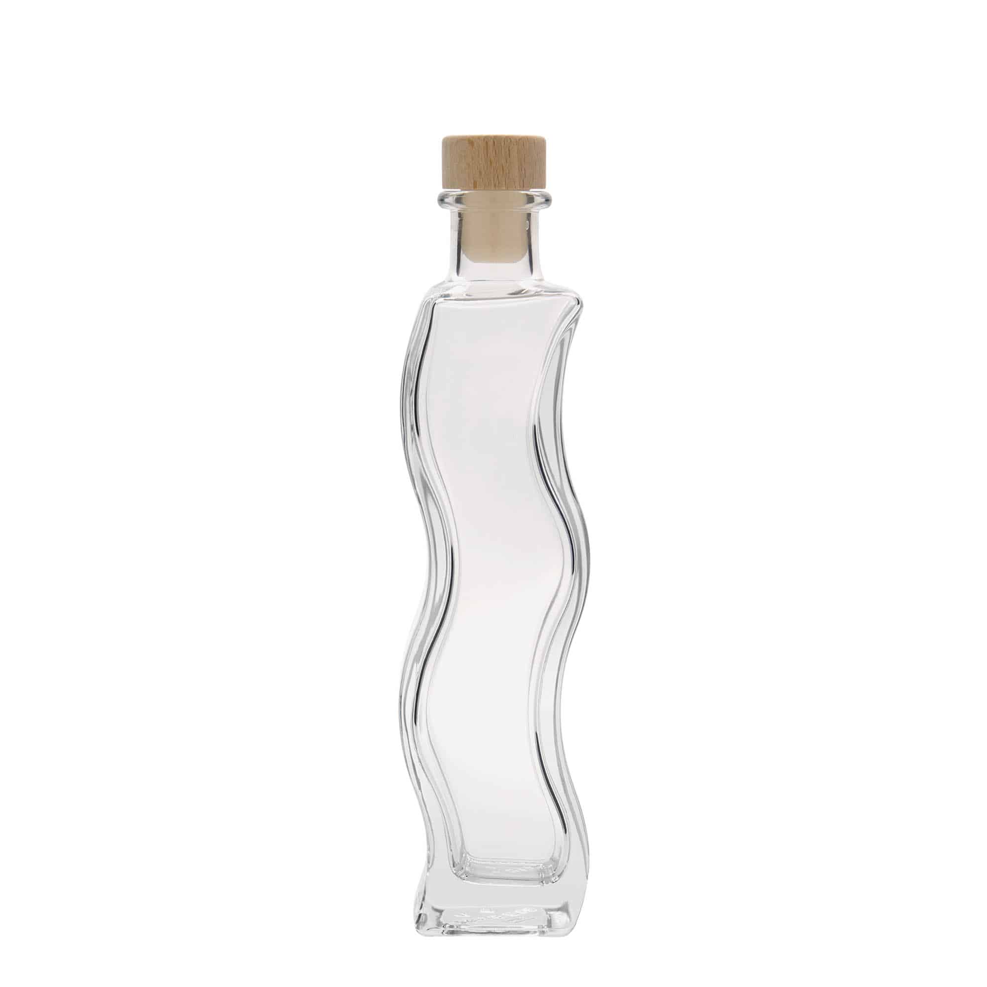 Bouteille en verre 200 ml « Welle », carrée, ouverture : bouchon en liège