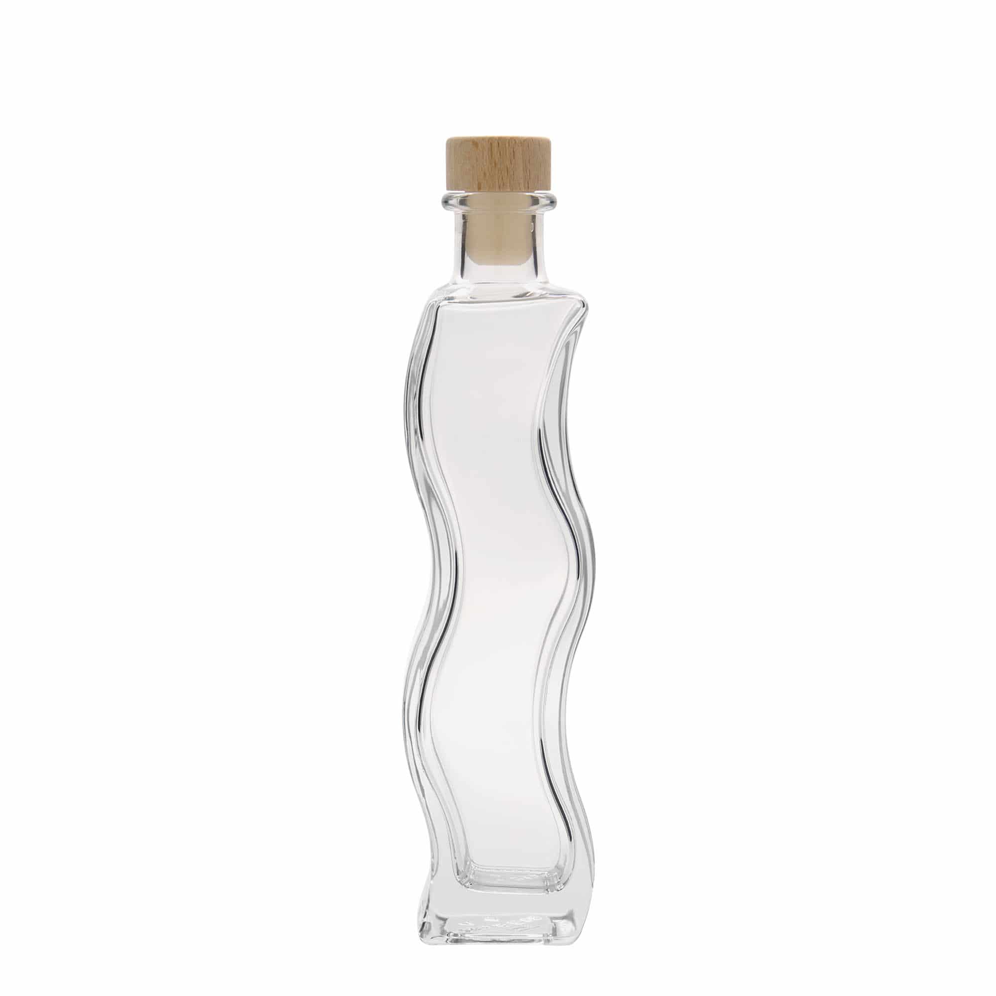 Bouteille en verre 200 ml « Welle », carrée, ouverture : bouchon en liège
